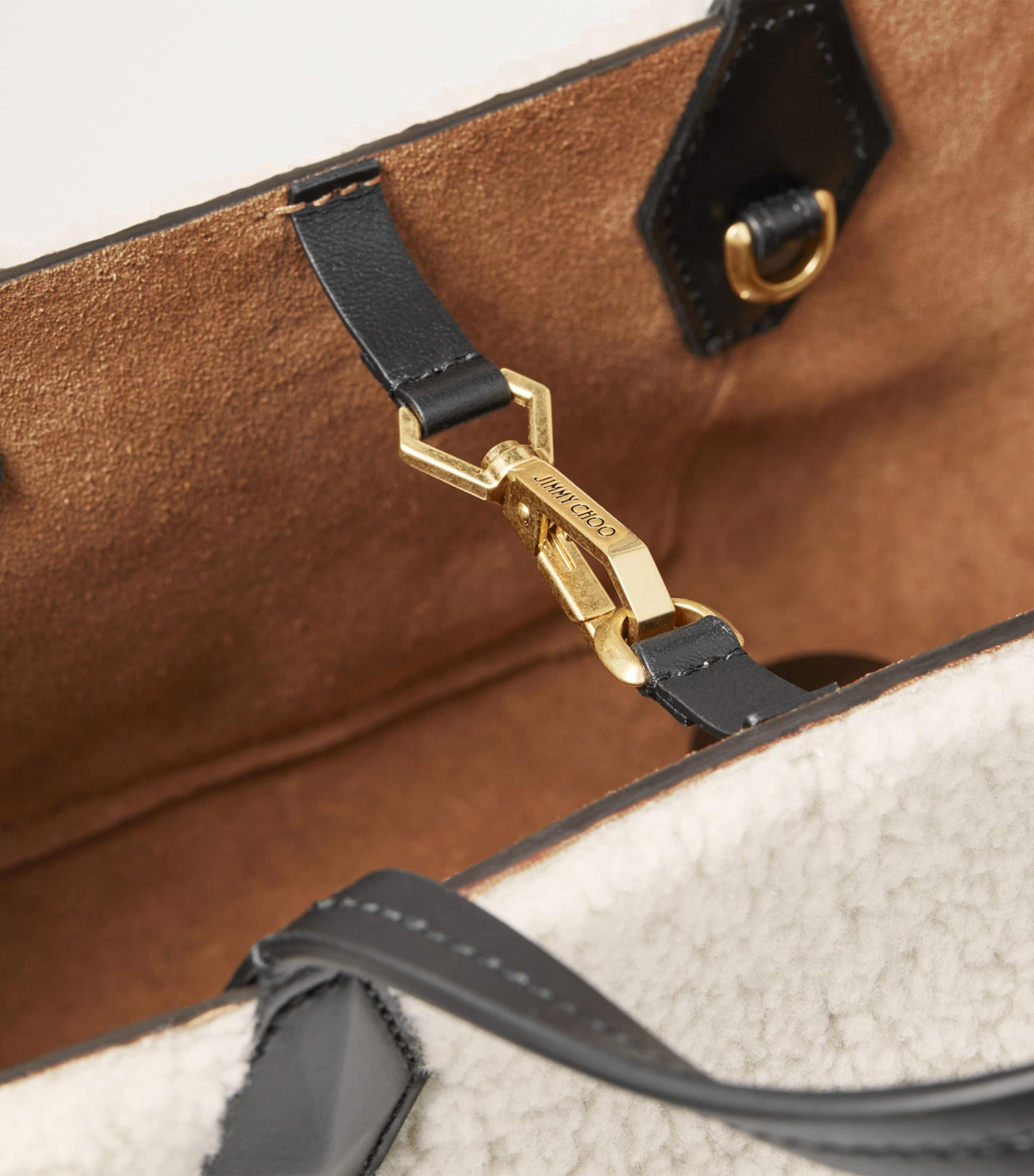 Diamond Small Shearling Tote Bag NATURAL Image 4