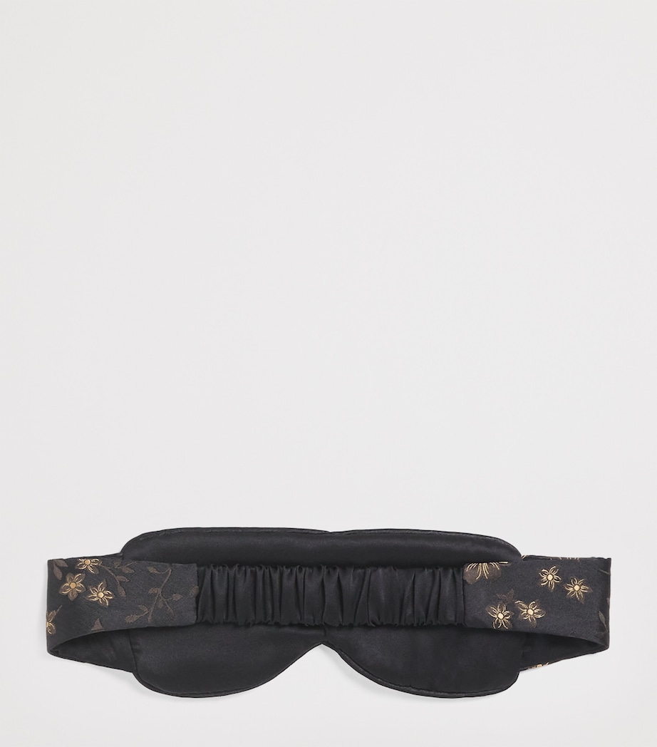 Silk Night Floral Eye Mask BLACK/GOLD Image 3