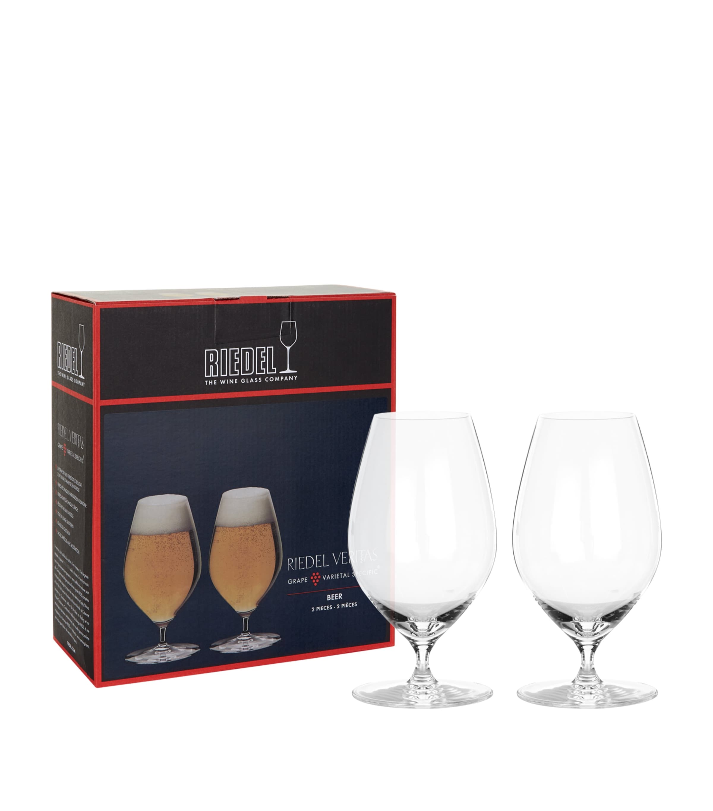Set of 2 Crystal Veritas Beer Glasses (459ml) CLEAR Image 3