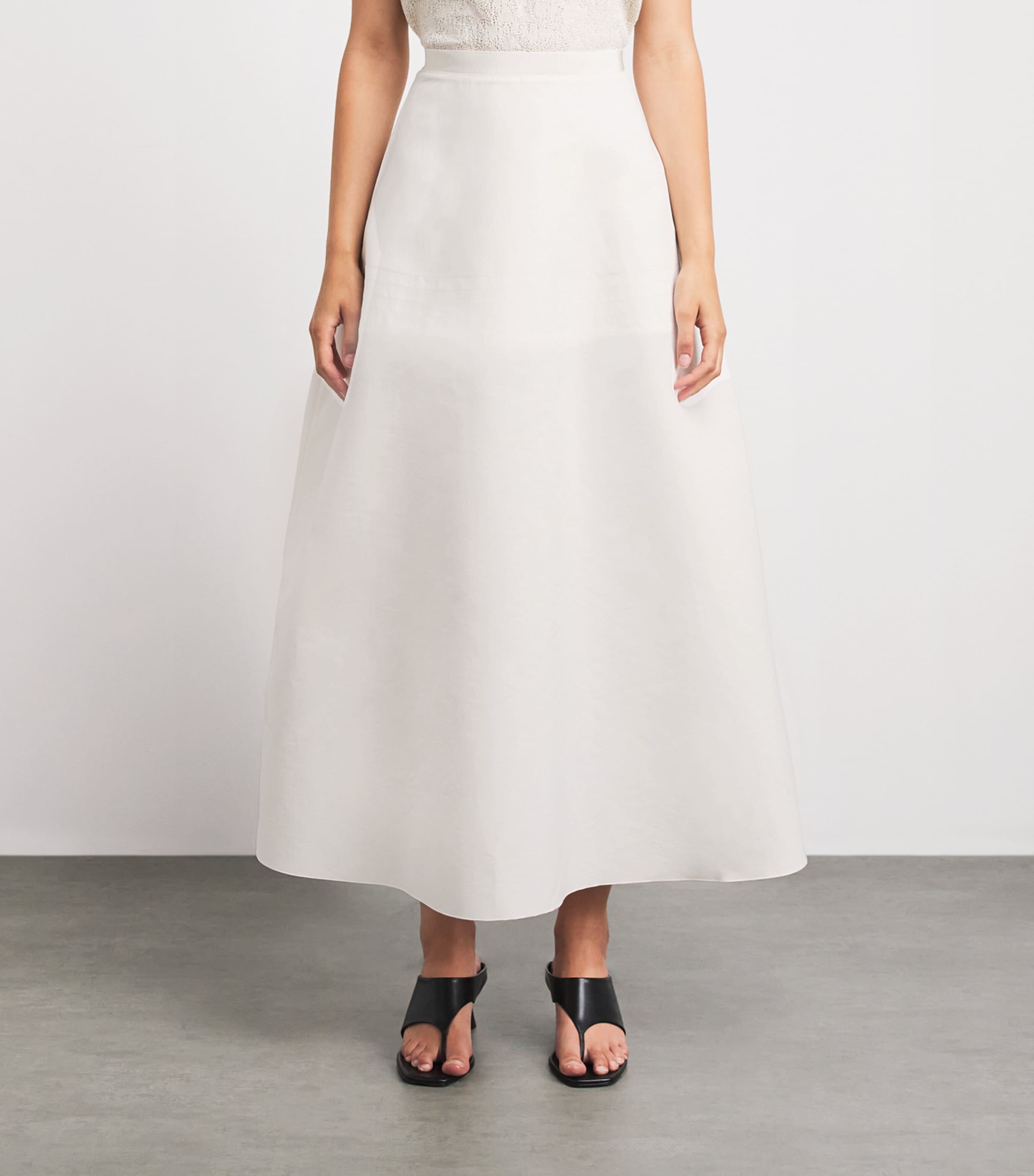 FFORME Womens Cotton-Silk Deeta Maxi Skirt Chalk Image 4
