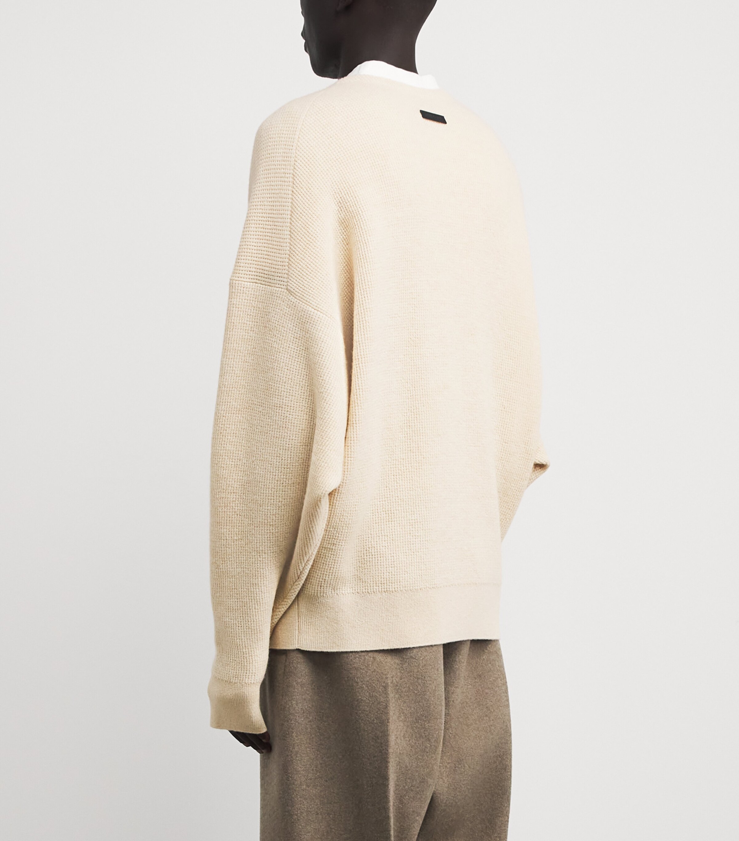 Virgin Wool Henley Sweater BONE Image 4