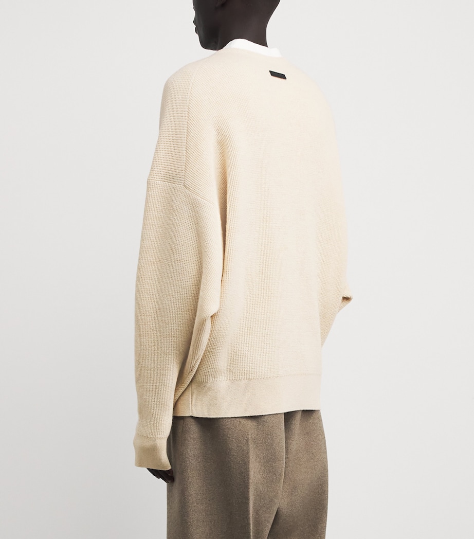 Virgin Wool Henley Sweater BONE Image 4