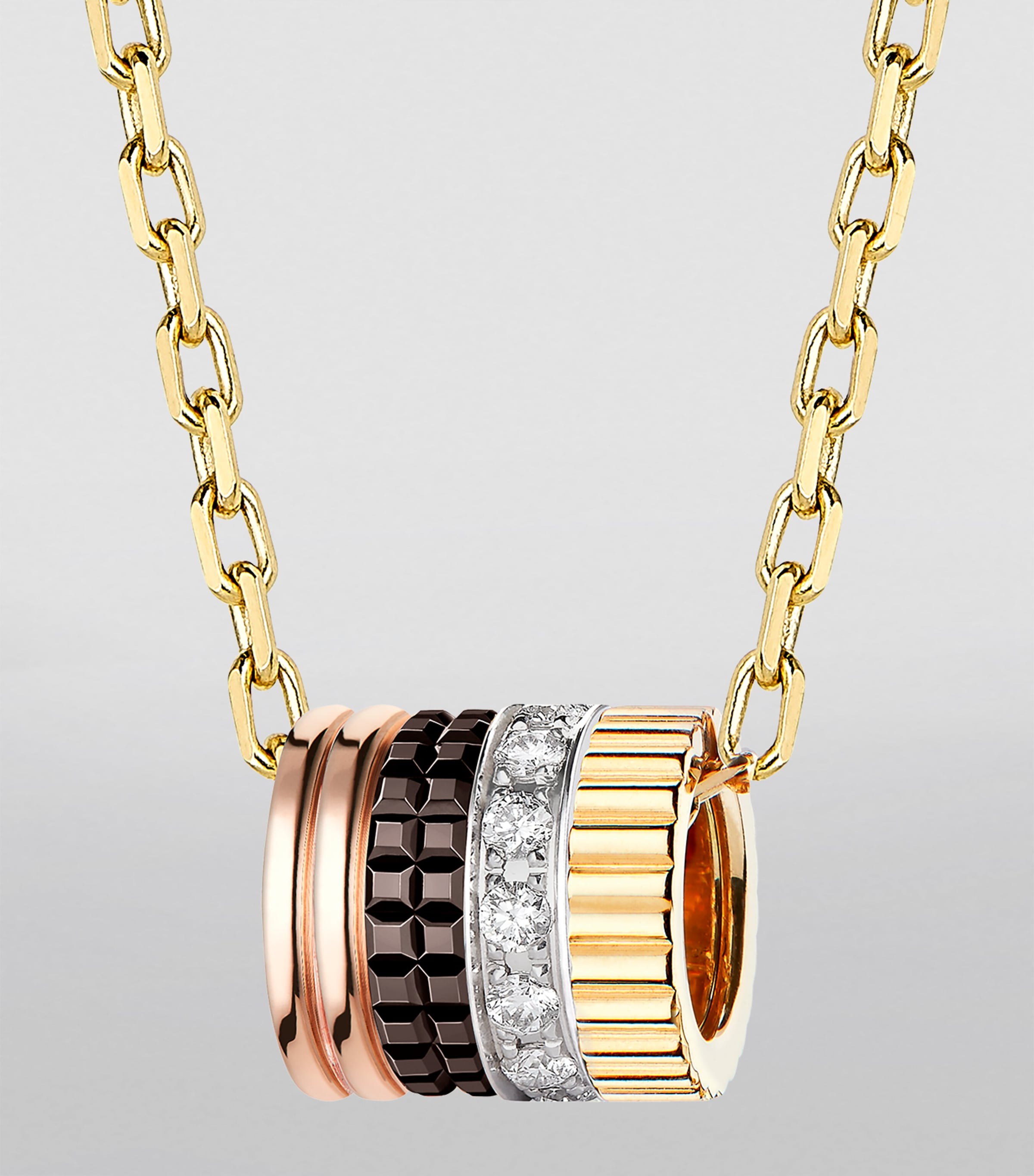 Mixed Gold and Diamond Quatre Classique Pendant Necklace YELLOW GOLD Image 3