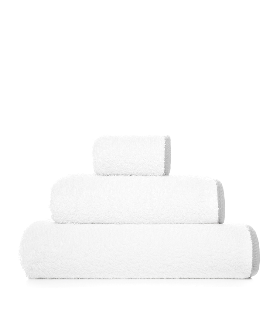 Egyptian Cotton Portobello Washcloth (30cm x 30cm) WHITE/SILVER Image 1