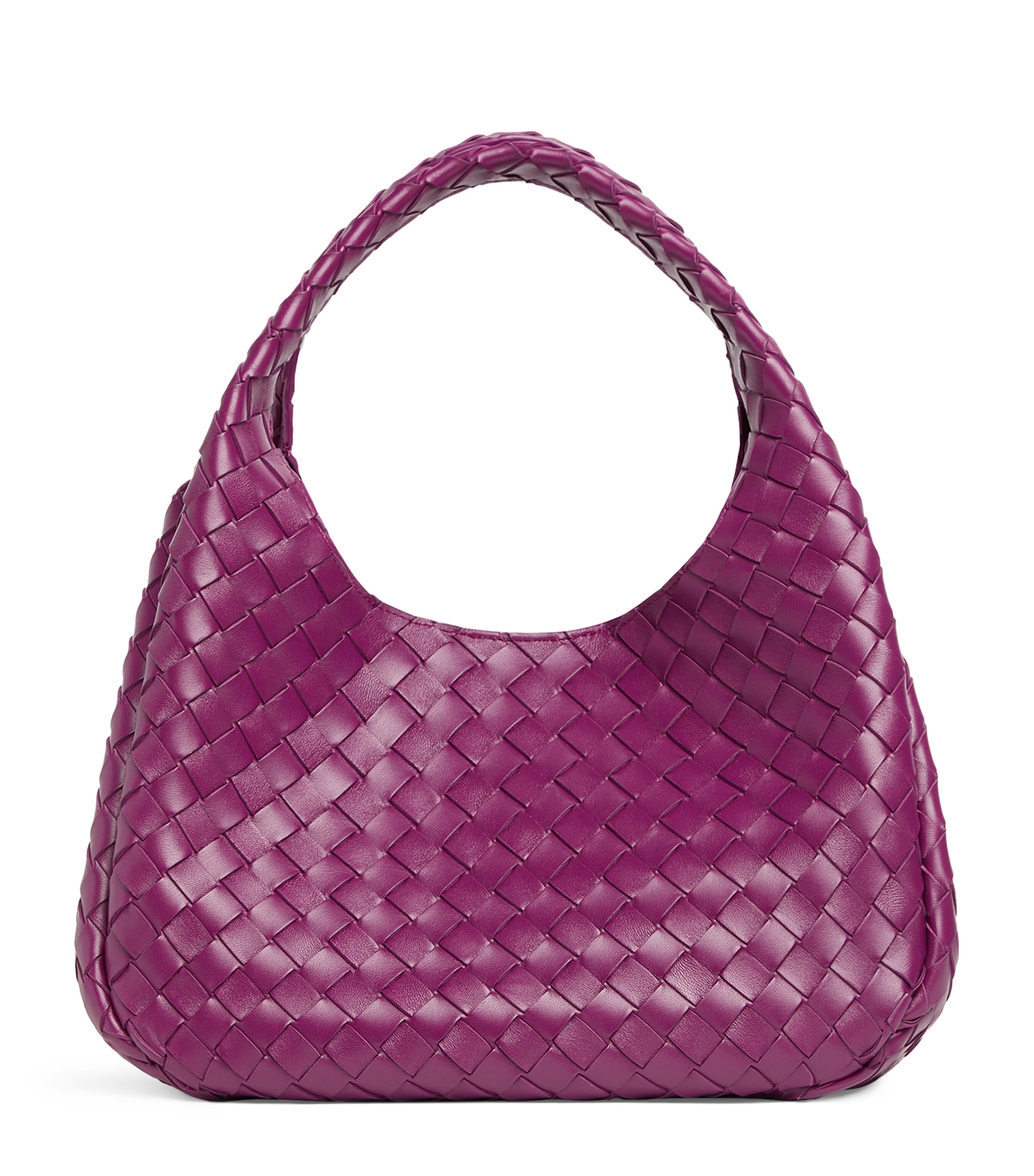 Bottega Veneta Medium Leather Intrecciato Campana Shoulder Bag In Purple