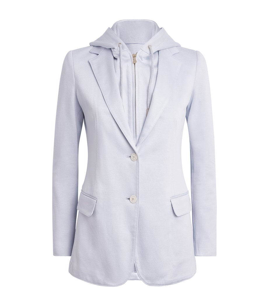 Eleventy Womens Cotton-Blend Hooded Blazer Nuvola Image 1