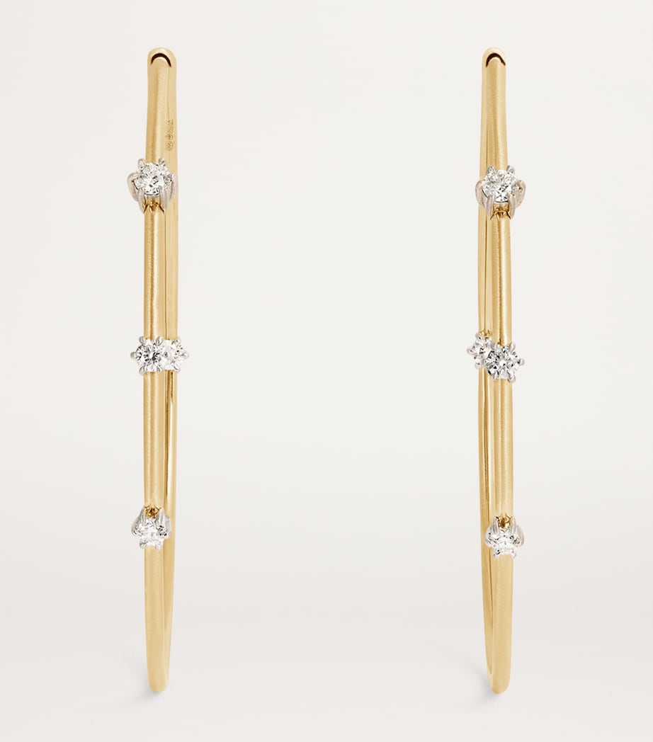 Large Yellow Gold and Diamond Penelope Plié Hoop Earrings YELLOW GOLD Image 3