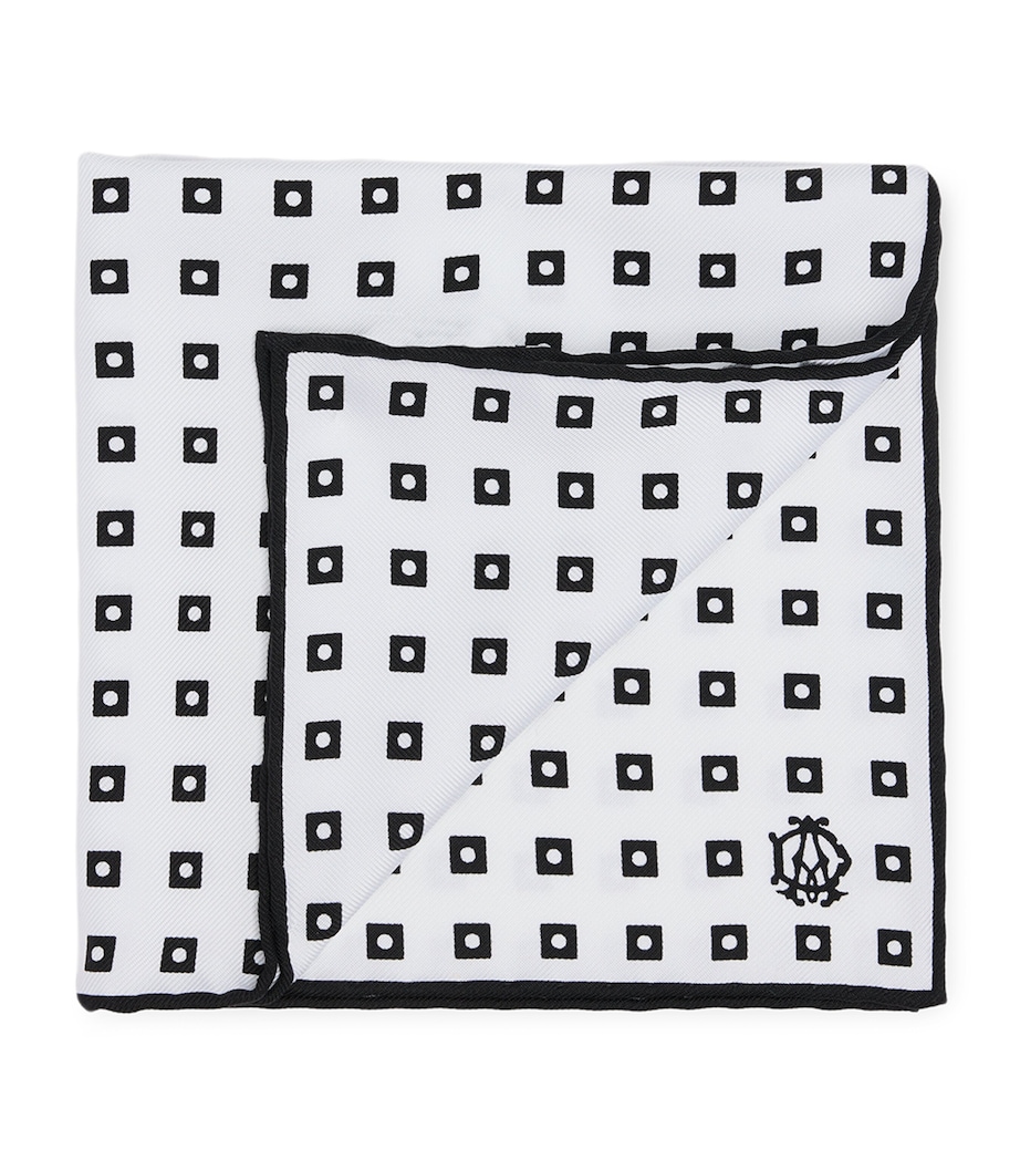 Dunhill Mulberry Silk Polka Dot Pocket Square Image 1