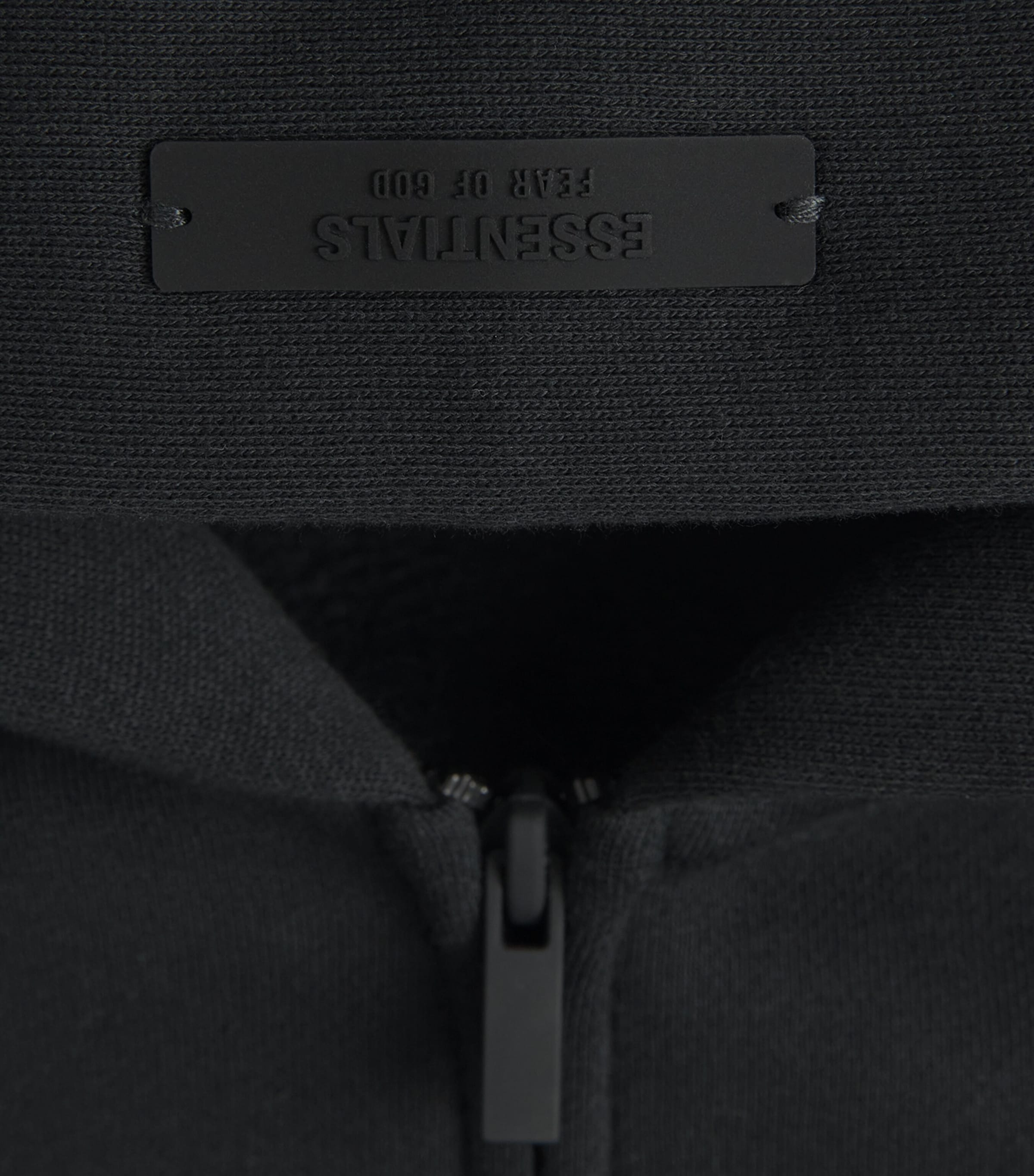 FEAR OF GOD ESSENTIALS Black Classic Fit Double-Zip Hoodie