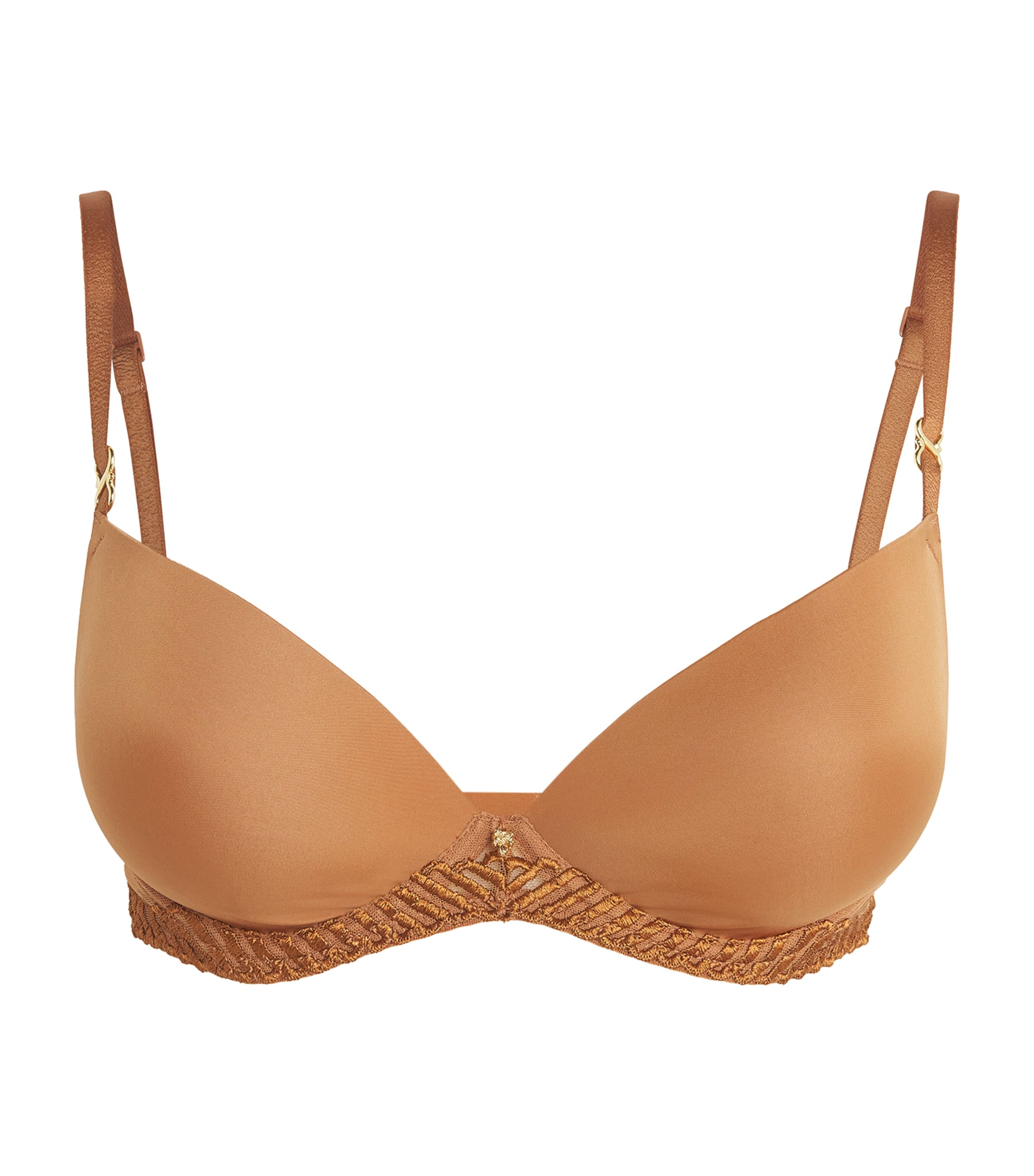 Aubade Sheer Emotion Moulded Plunge Bra In Brown