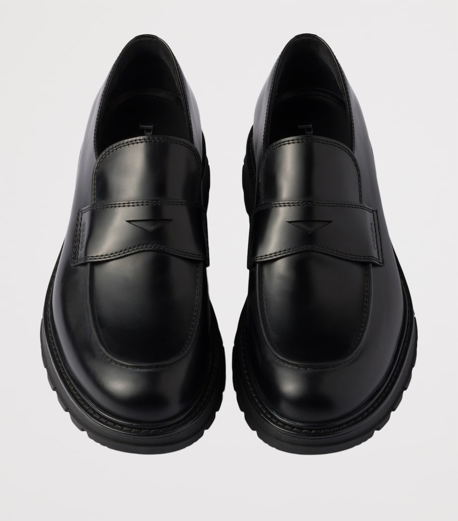 Brushed Leather Flatform Loafers F0002 Image 4