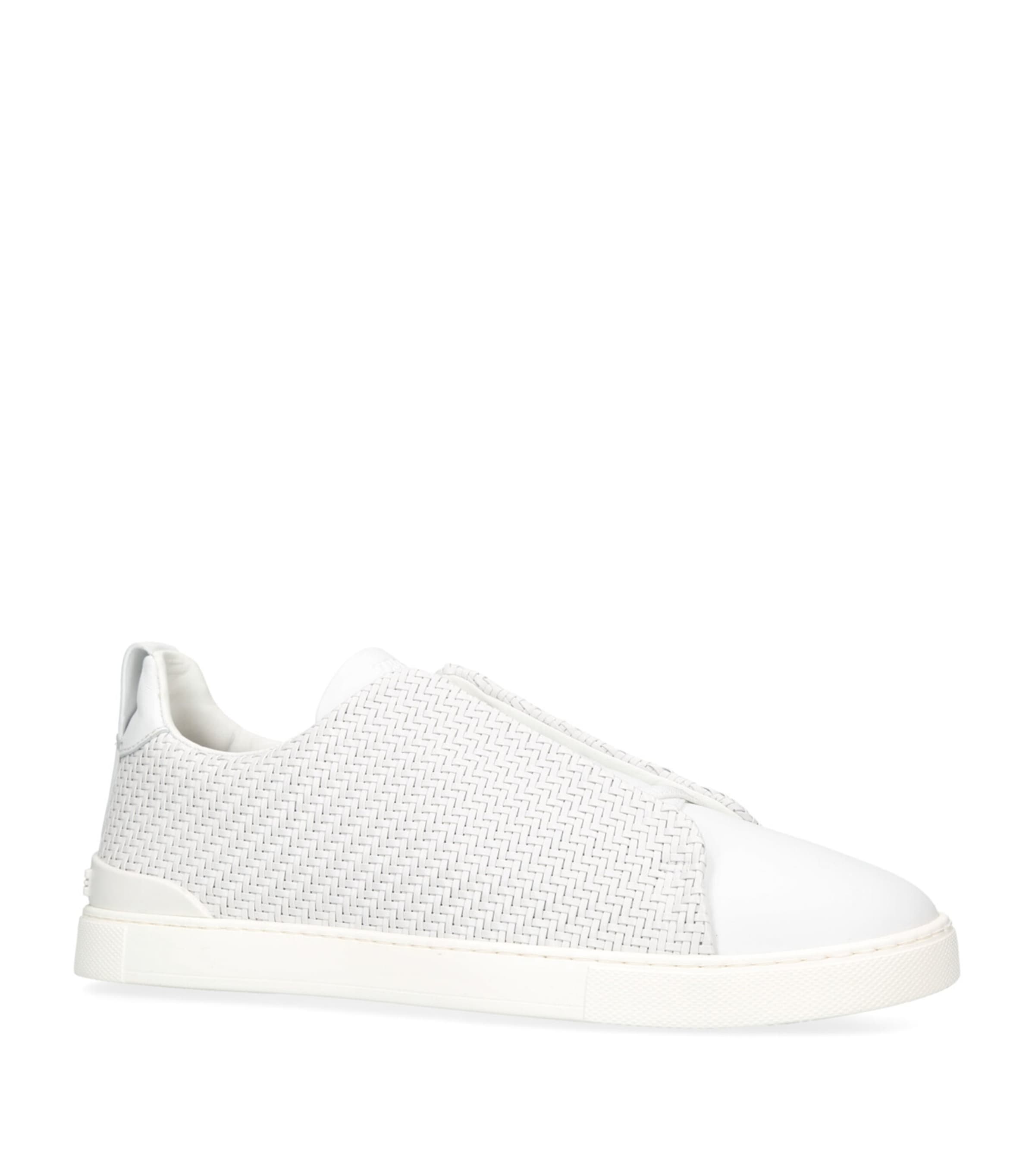 Leather PELLETESSUTA Triple Stitch Sneakers WHITE Image 3