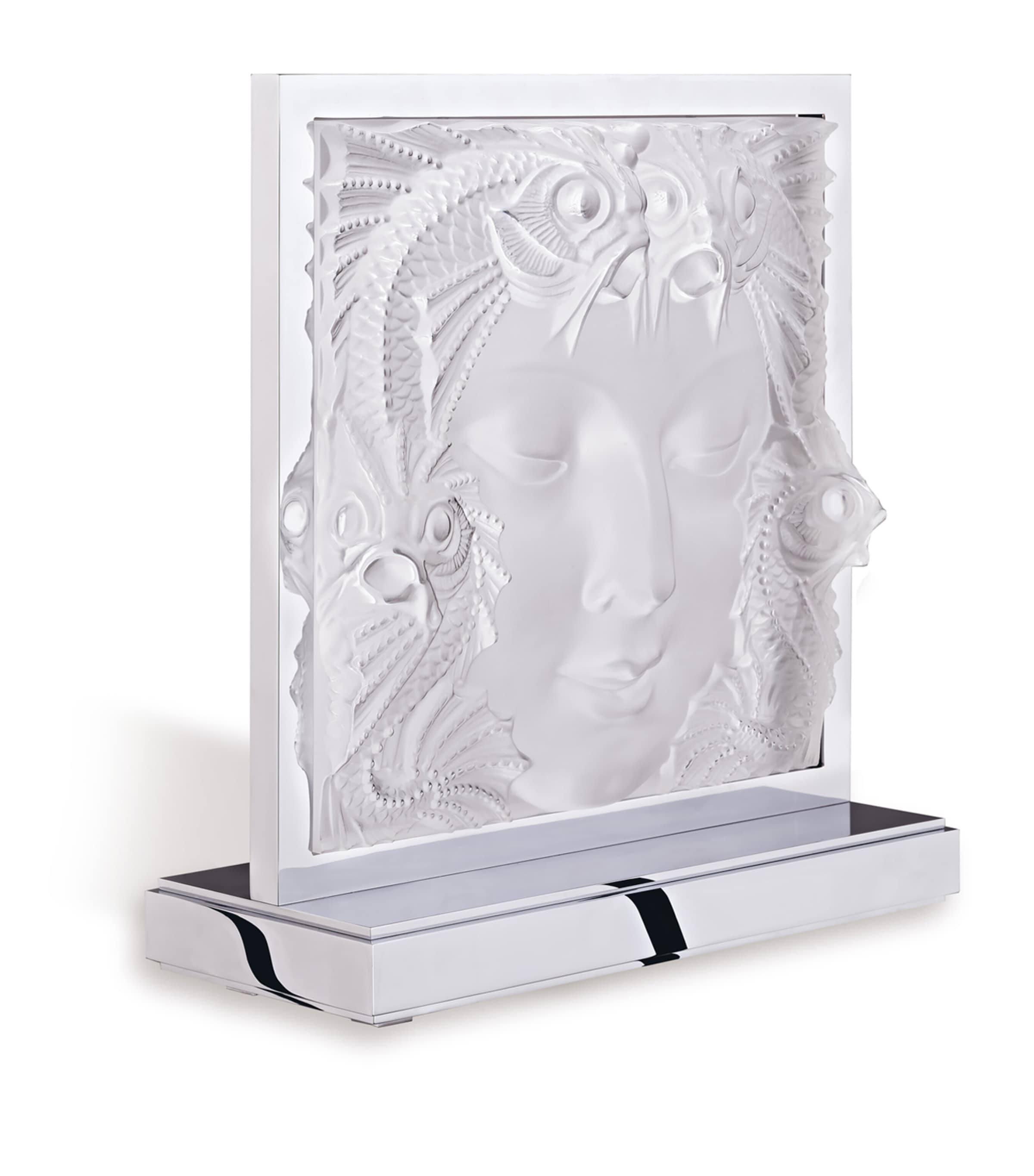 Lalique Crystal Masque De Femme Lamp In White