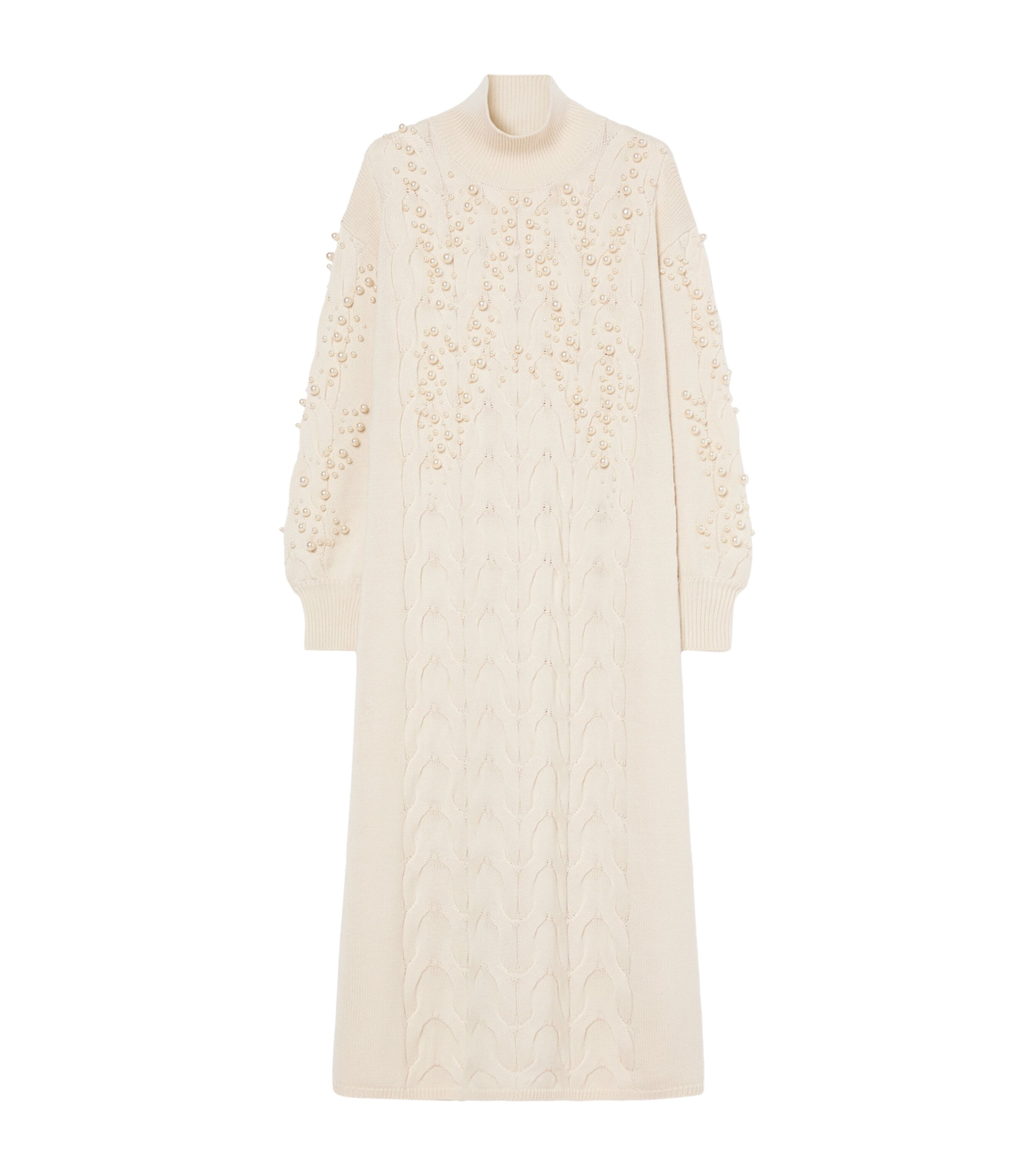 Marina Rinaldi Wool-blend Embellished Maxi Dress In Neutral