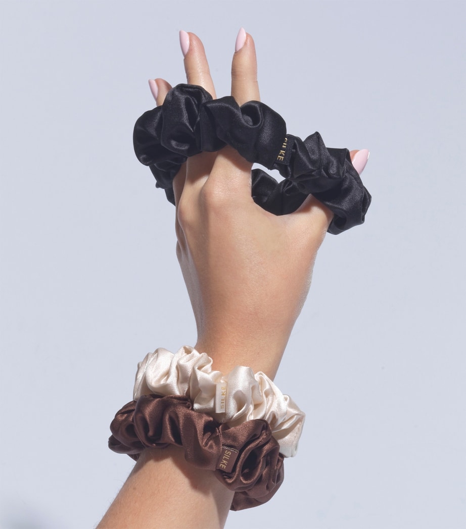 Mulberry Silk Hair Scrunchies (Set of 3) CLASSIC MIX - BROWN, CHAMPAGNE Image 3