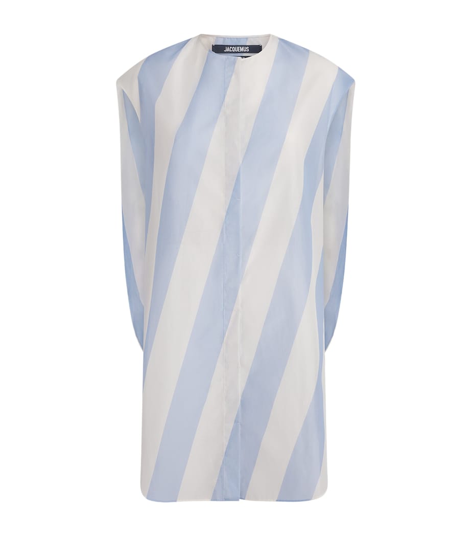 Jacquemus Womens Cotton-Blend Stripe Mini Shirt Dress Print Stripe Image 1