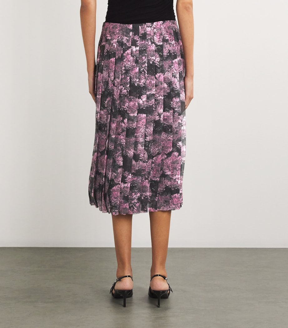 Silk Pleated Midi Skirt PINK PIXEL FLORAL Image 4
