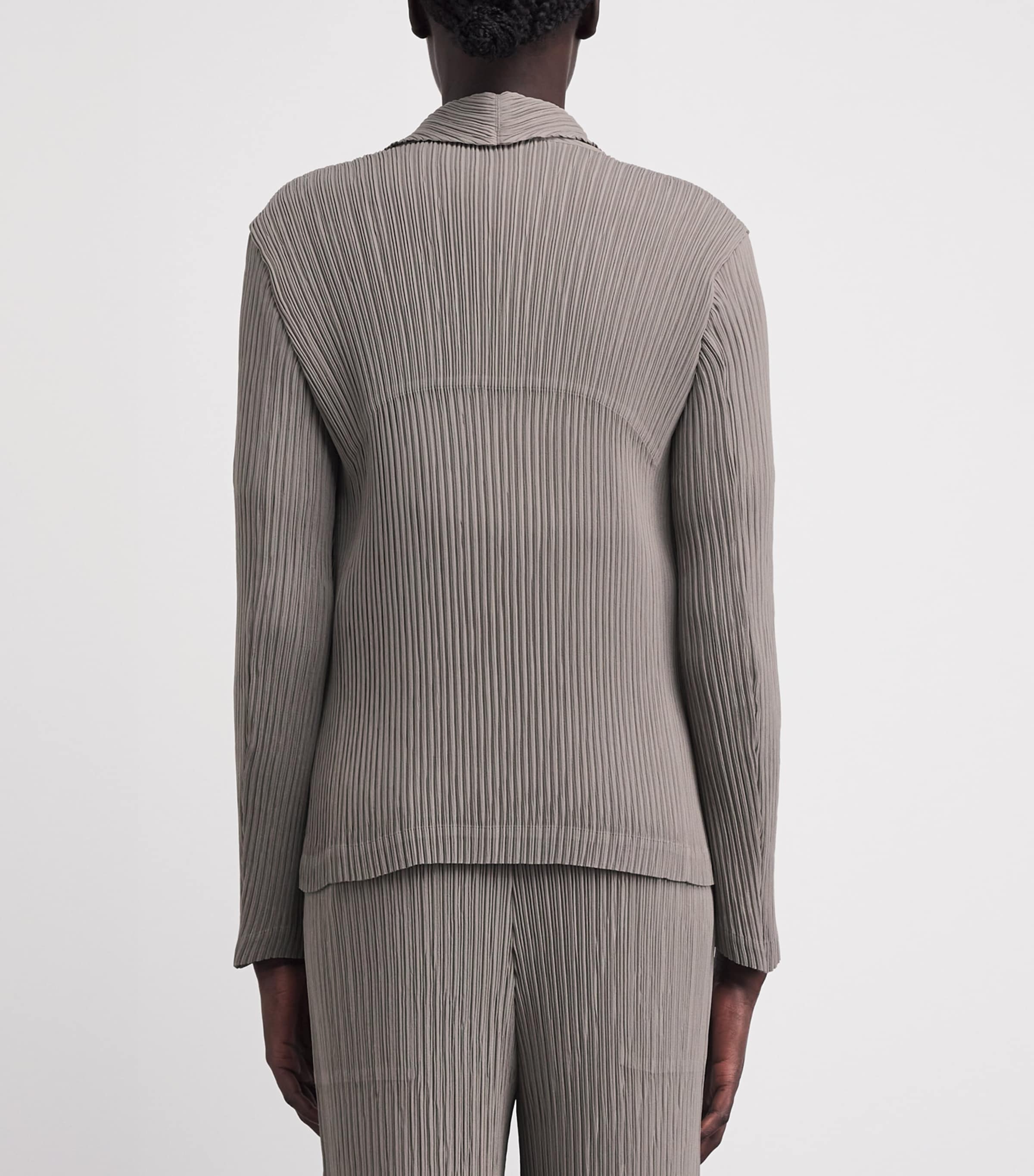 Issey Miyake Womens Hatching Pleats Blazer Greige Image 5