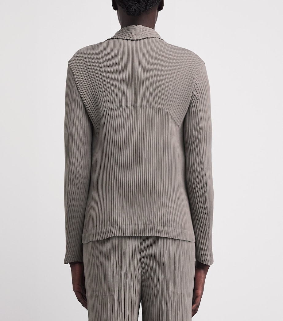 Issey Miyake Womens Hatching Pleats Blazer Greige Image 5