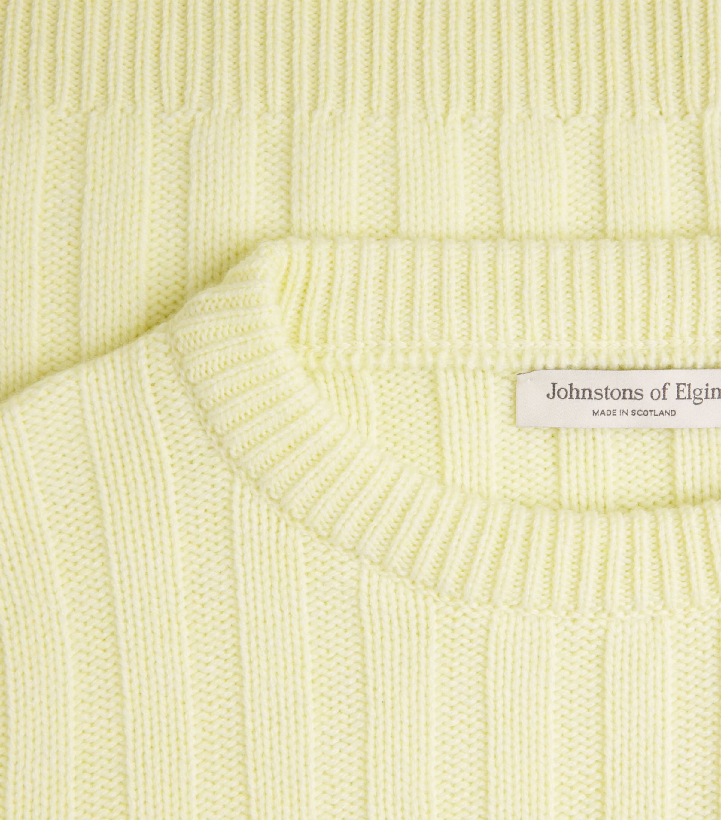 Johnstons Of Elgin Womens Cashmere Ribbed Lecht Sweater Citron Image 6