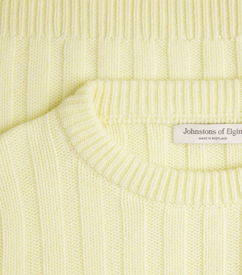 Johnstons Of Elgin Womens Cashmere Ribbed Lecht Sweater Citron Image 6