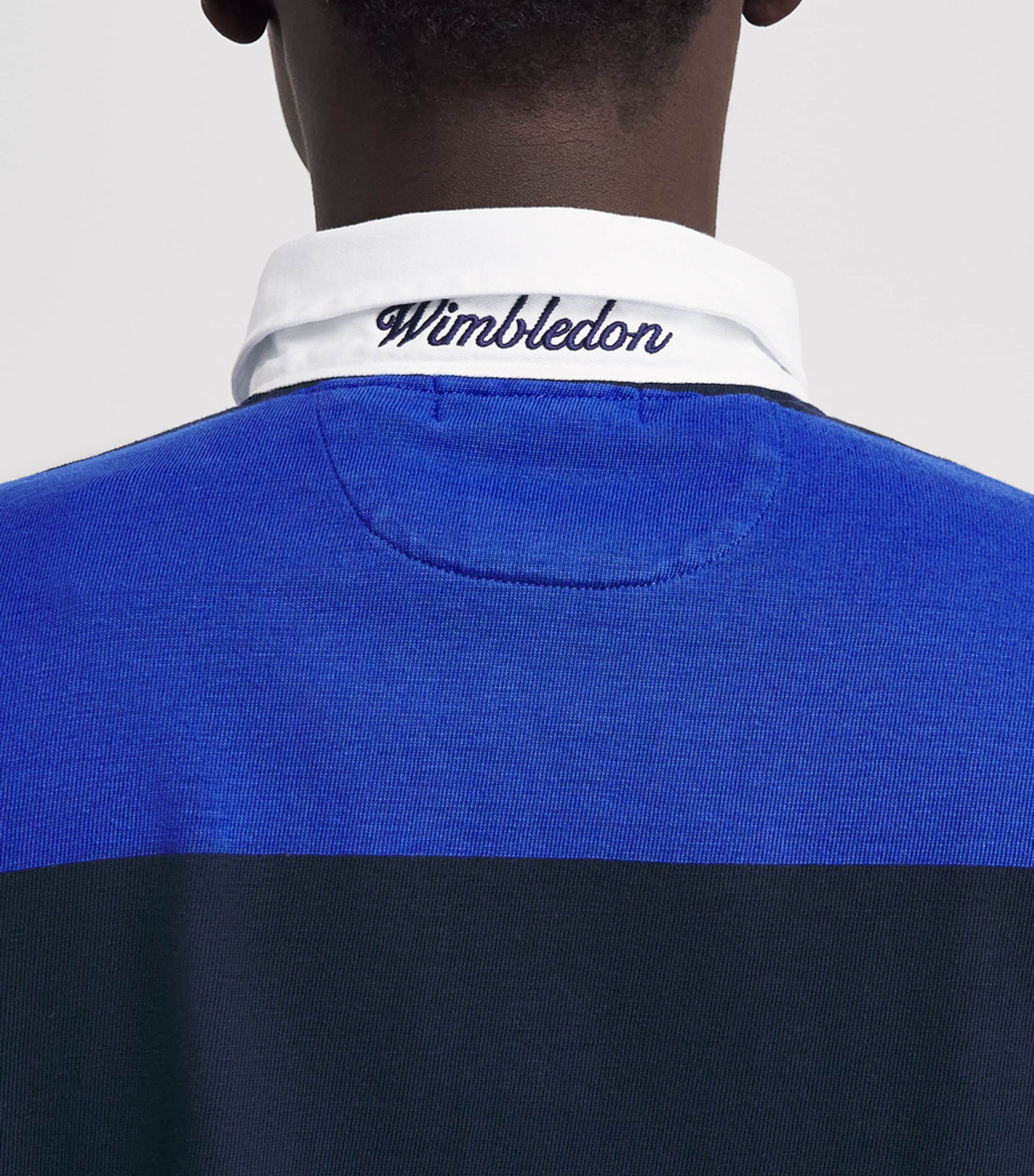 RLX Ralph Lauren Mens x Wimbledon Stripe Rugby Shirt Collegt Blu/refnd Nv Image 3