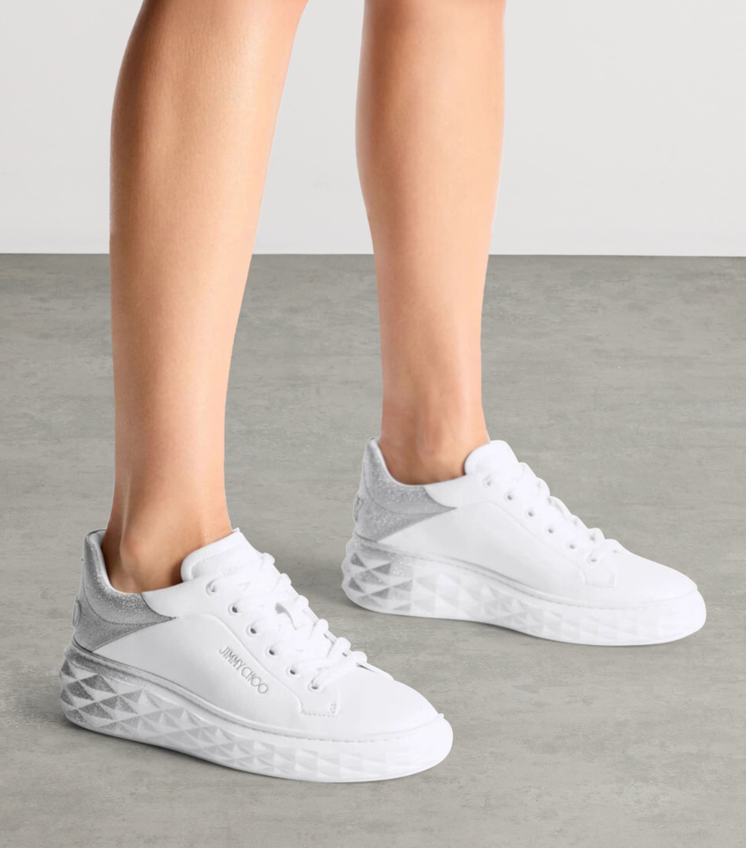 Jimmy Choo Diamond Maxi Leather Sneakers X White/silver Image 2