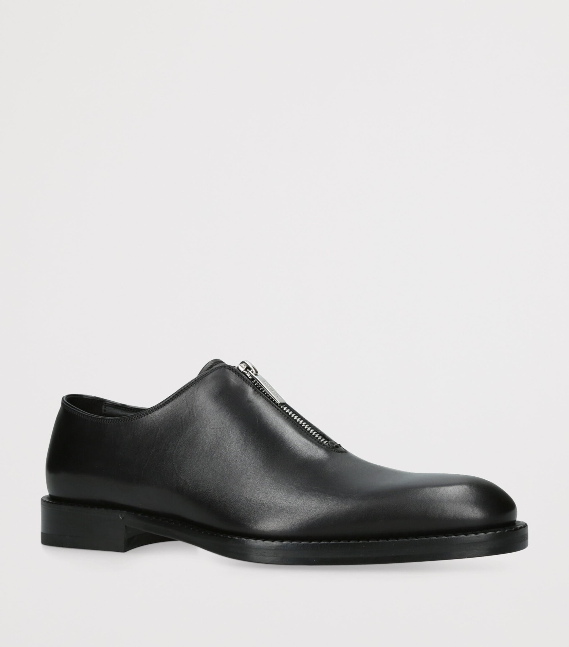 Leather Zip-Detail Derby Shoes BLACK Image 3