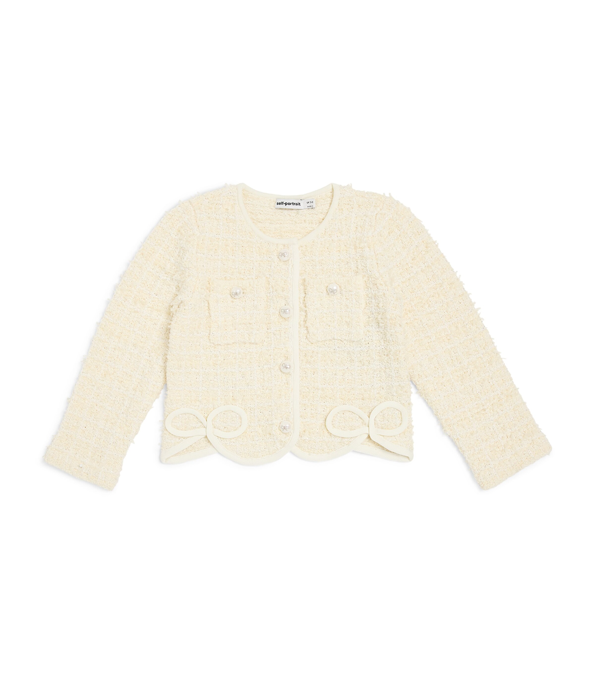 Self-Portrait Kids Tweed Sequinned Cardigan (3-12 Years) Cream Image 1