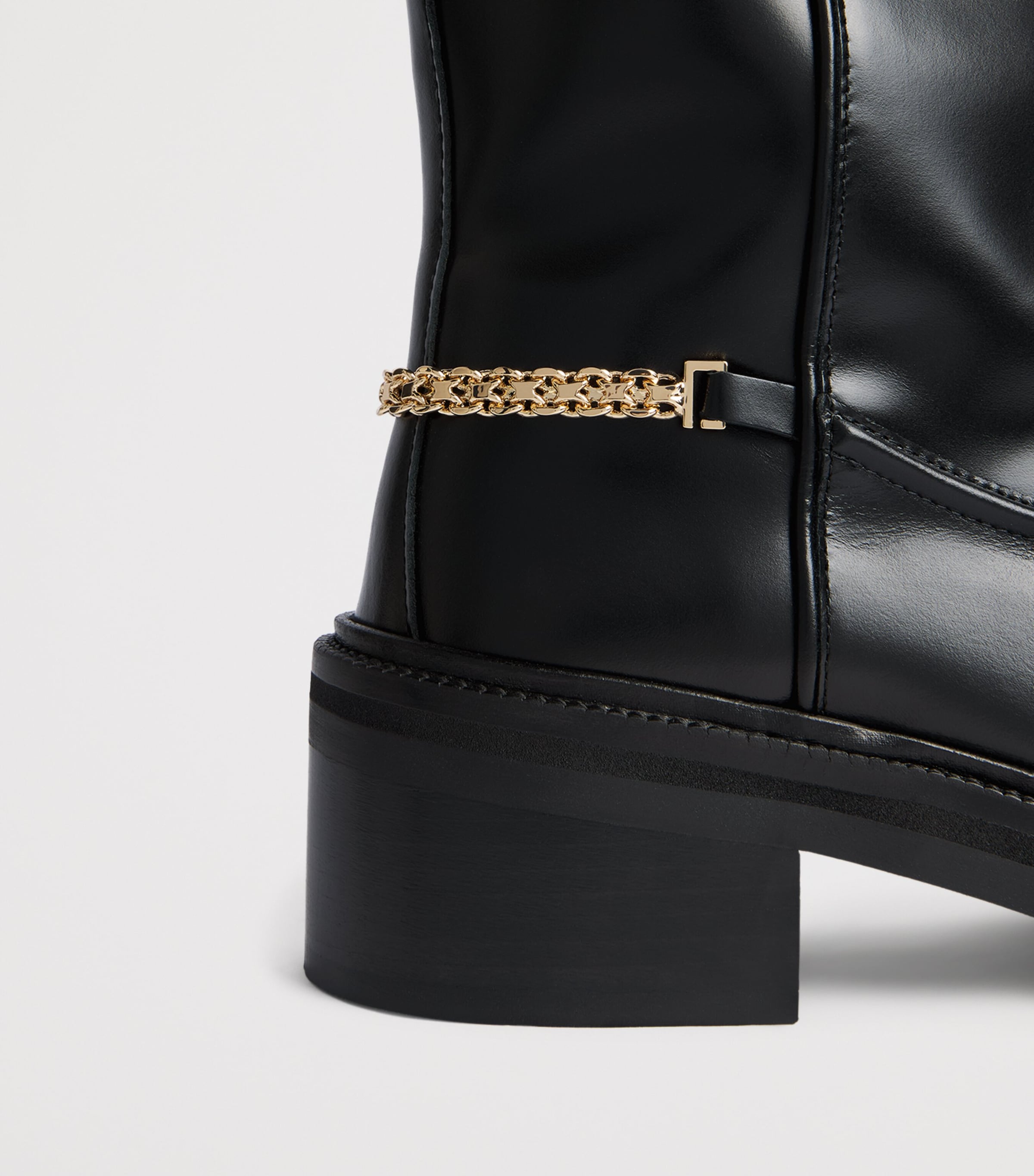 Maje Leather Embellished Knee Boots Black Image 6