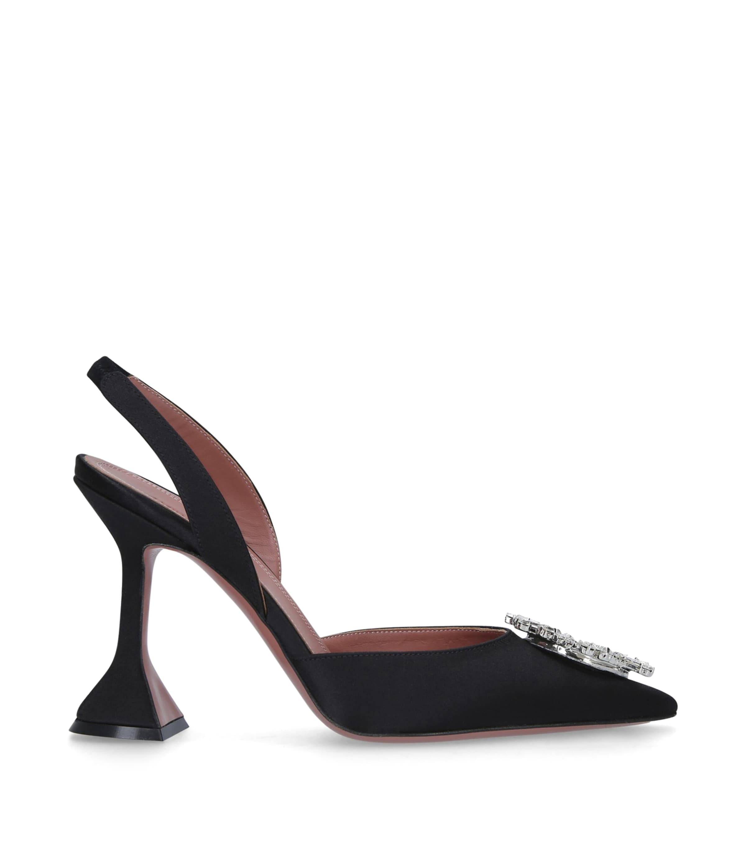 Amina Muaddi Satin Begum Slingback Heels 95 | Women Shoes | Heels | Slingback Heels | Designers | Amina Muaddi
