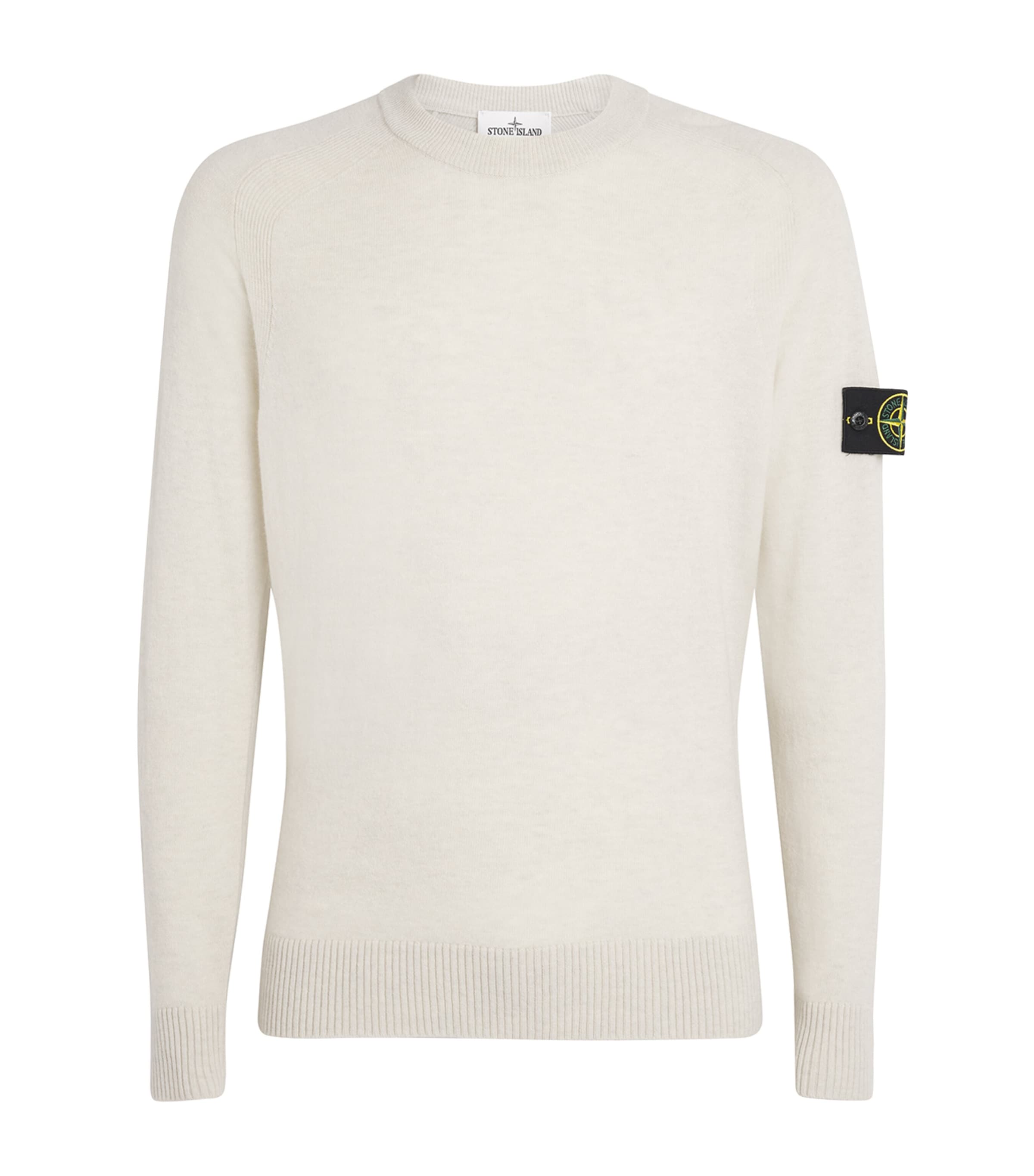 Stone Island Crewneck Ribbed Sweater Long Sleeves In White