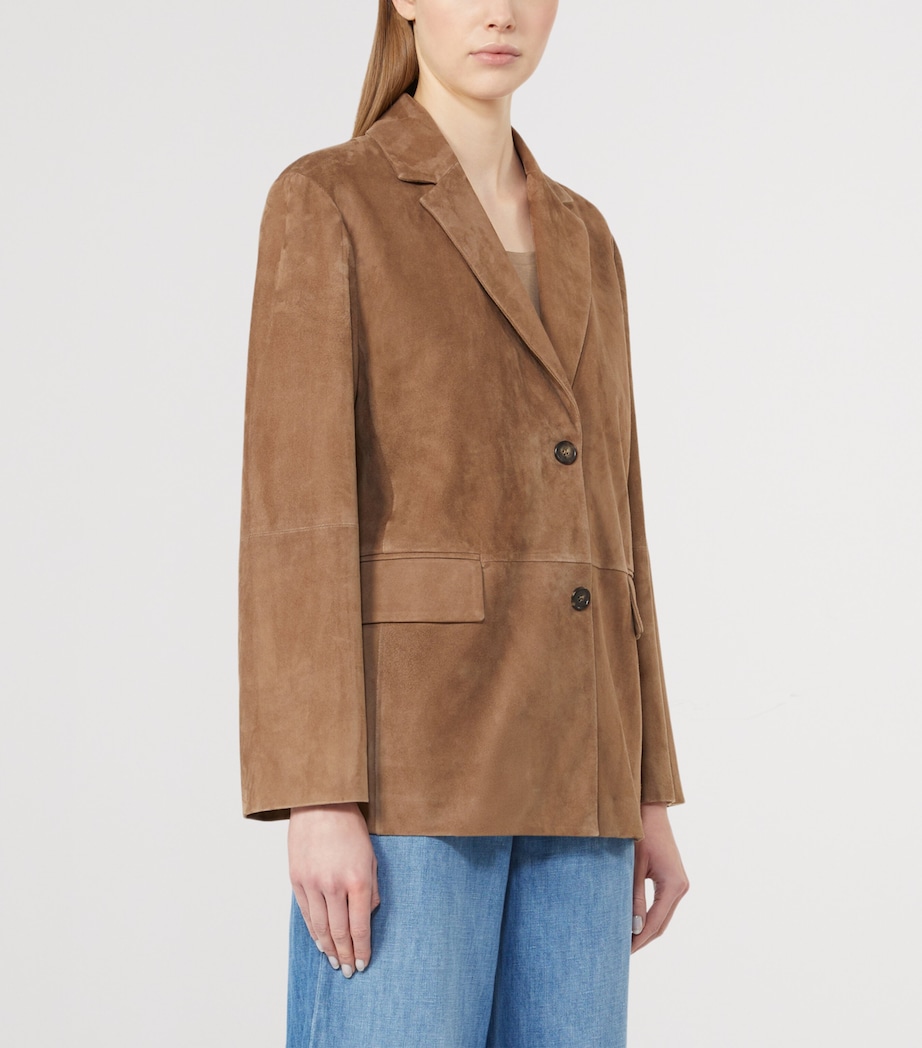 Max Mara Womens Suede Single-Breasted Blazer Hazelnut Brown Image 2