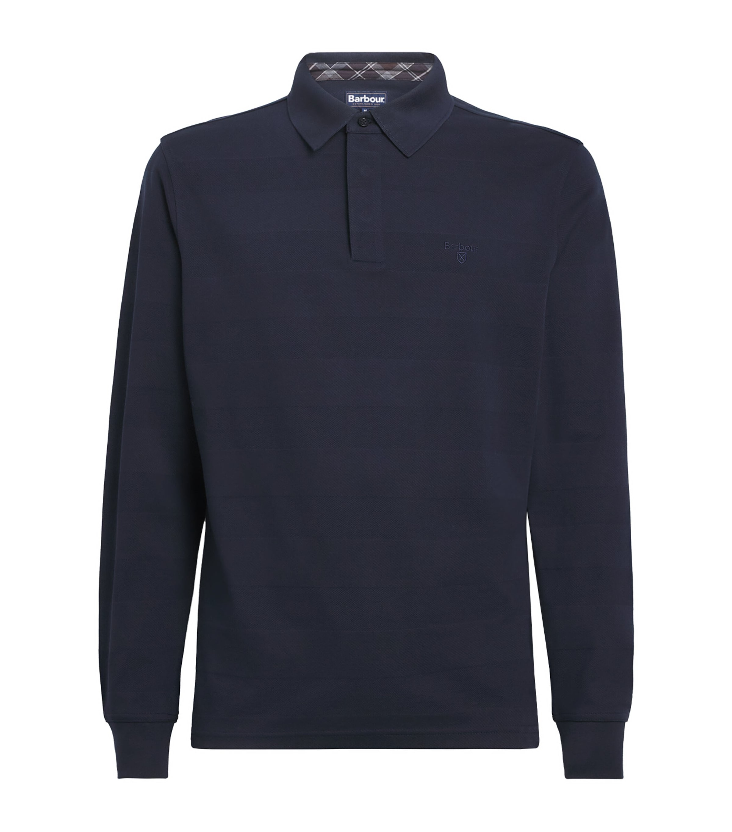 Barbour Mens Cotton Twill Waketown Long-Sleeve Polo Shirt Dark Navy Image 1