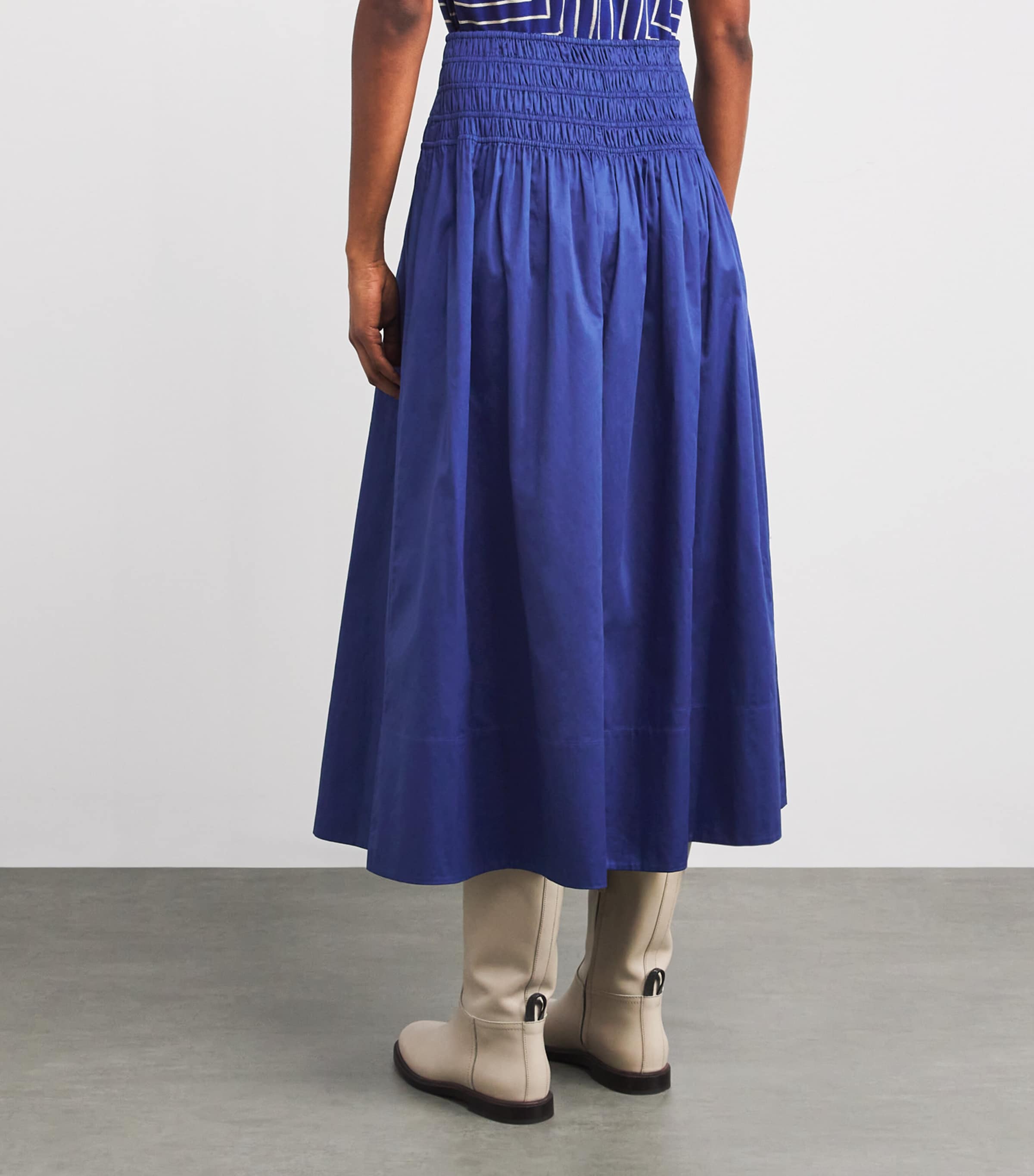 Joseph Womens Cotton Leonie Midi Skirt Cobalt Image 4