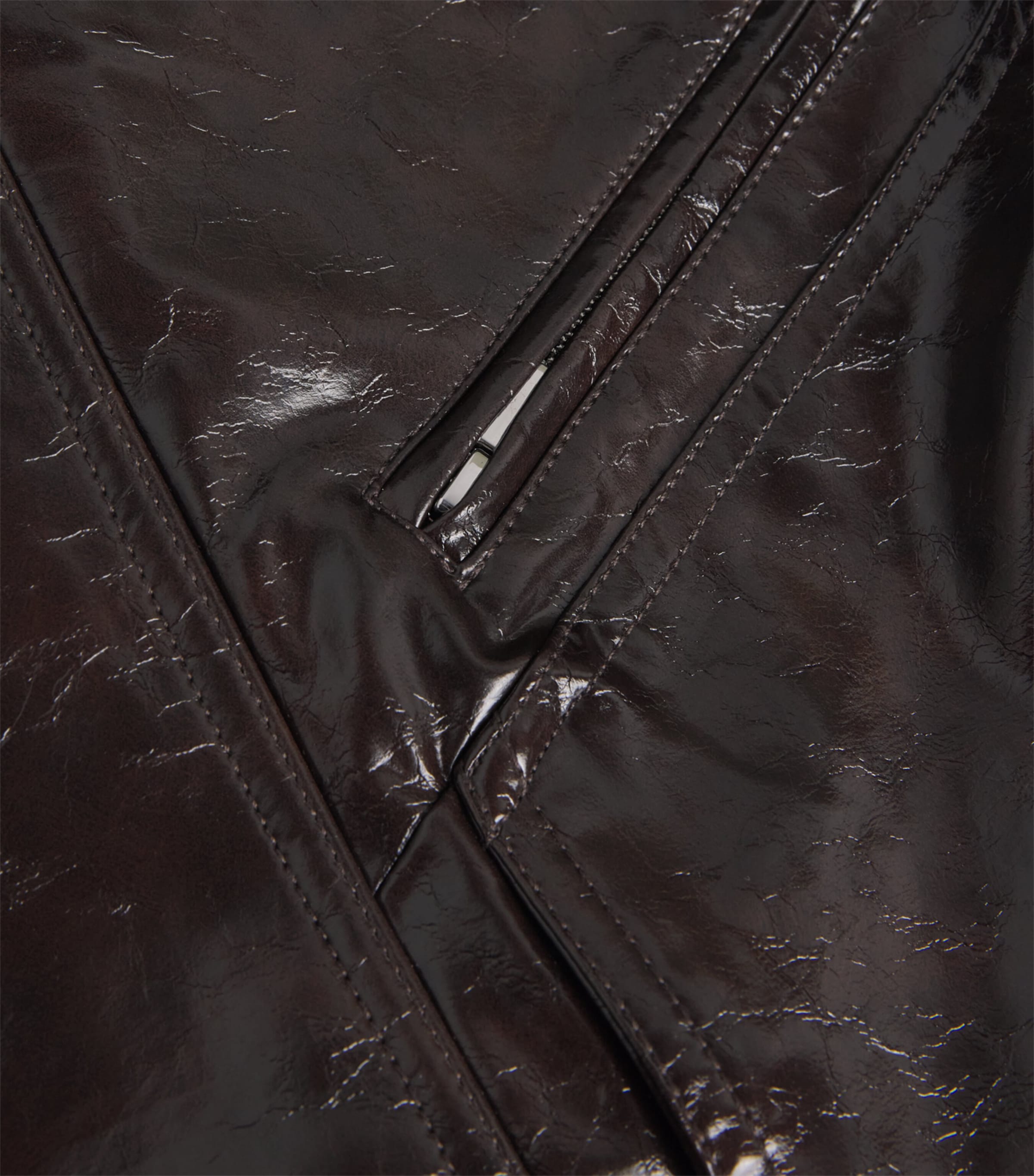 Faux Leather Jacket DARK BROWN Image 5