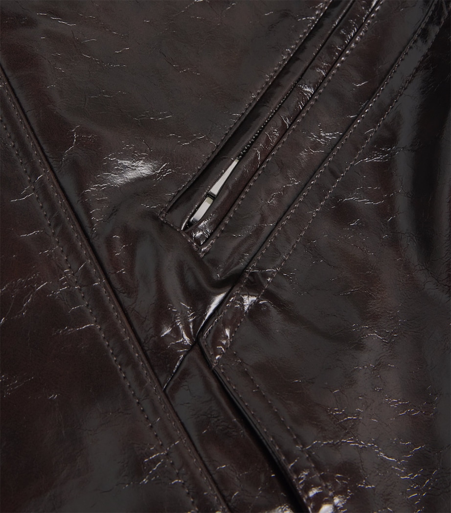 Faux Leather Jacket DARK BROWN Image 5