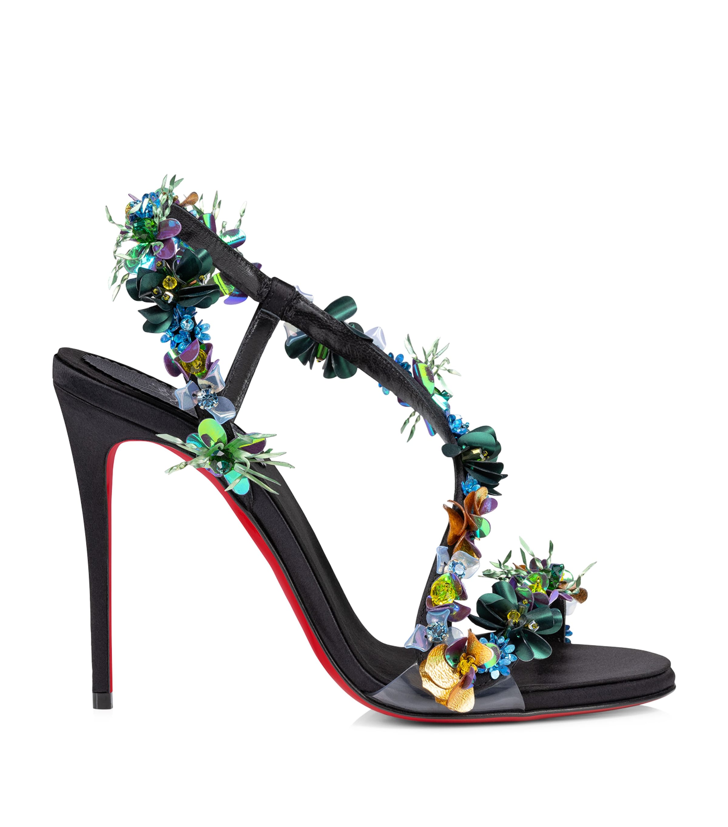 Christian Louboutin Rosalie Tropica Heeled Sandals 100 In Black