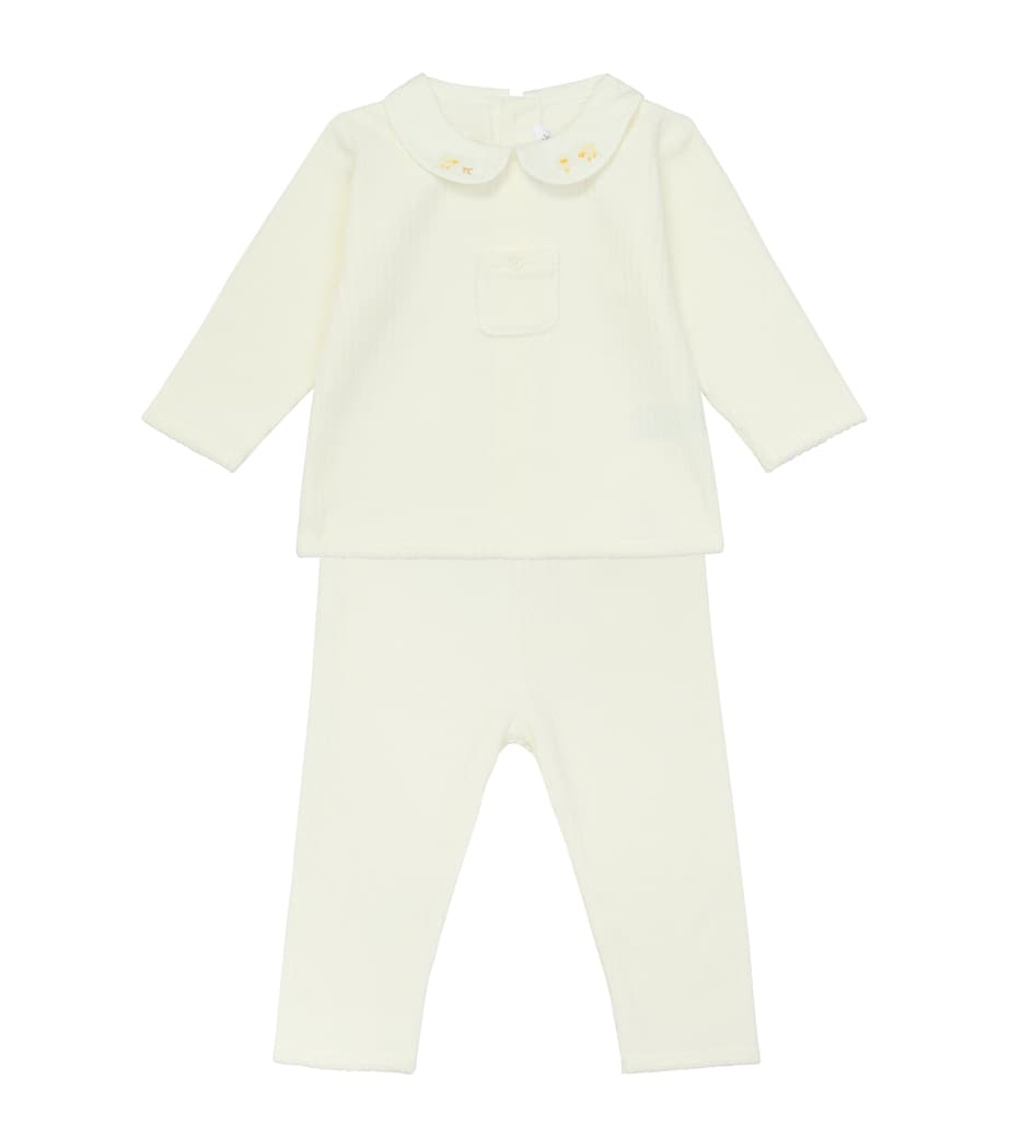 Cotton-Blend Top and Trousers Set (0-24 Months) 13NACRE Image 1