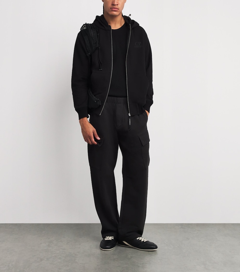 Cotton Lens-Detail Cargo Sweatpants 999 BLACK Image 2