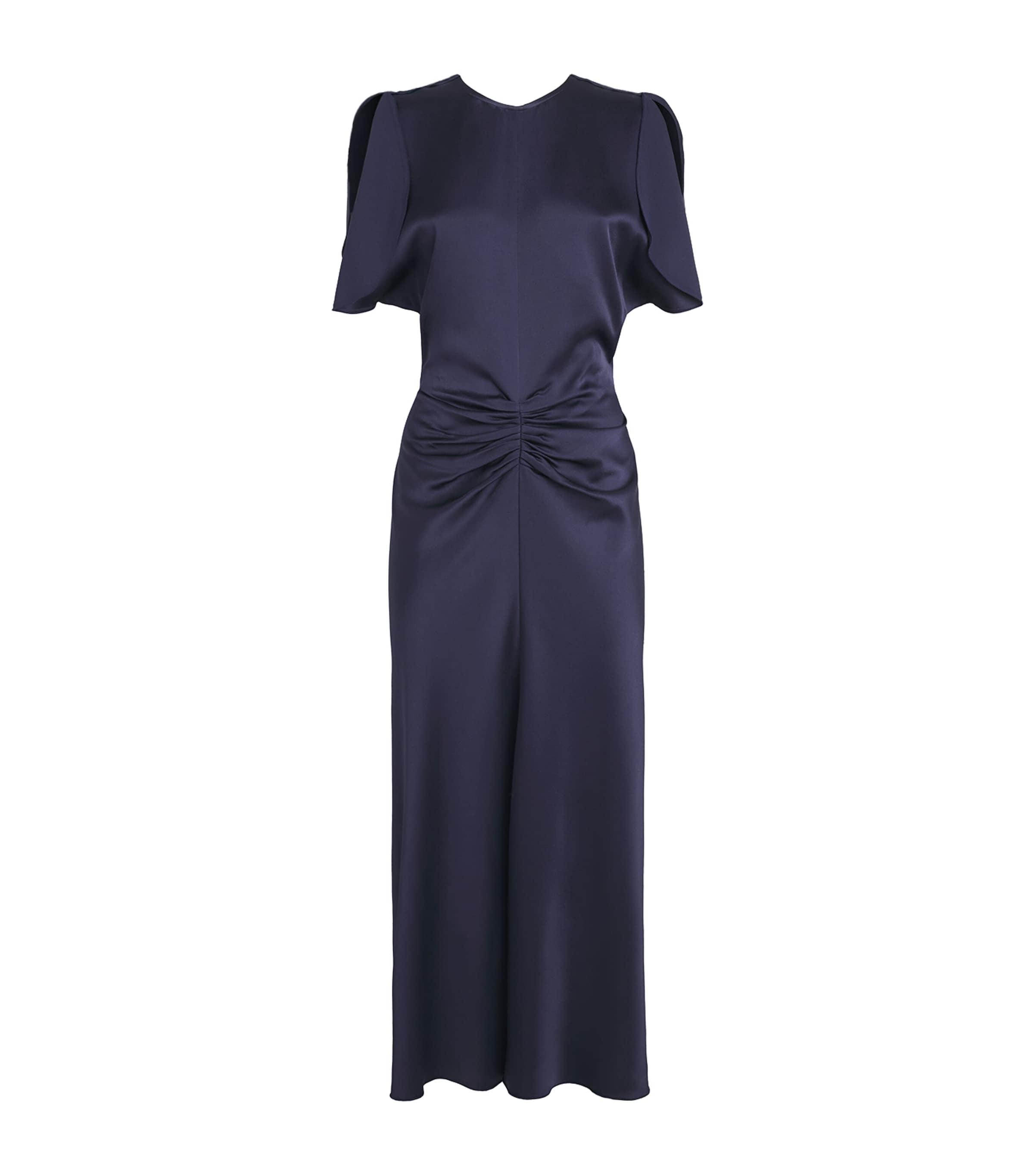 Victoria Beckham Womens Satin Bela Midi Dress Midnight Image 1