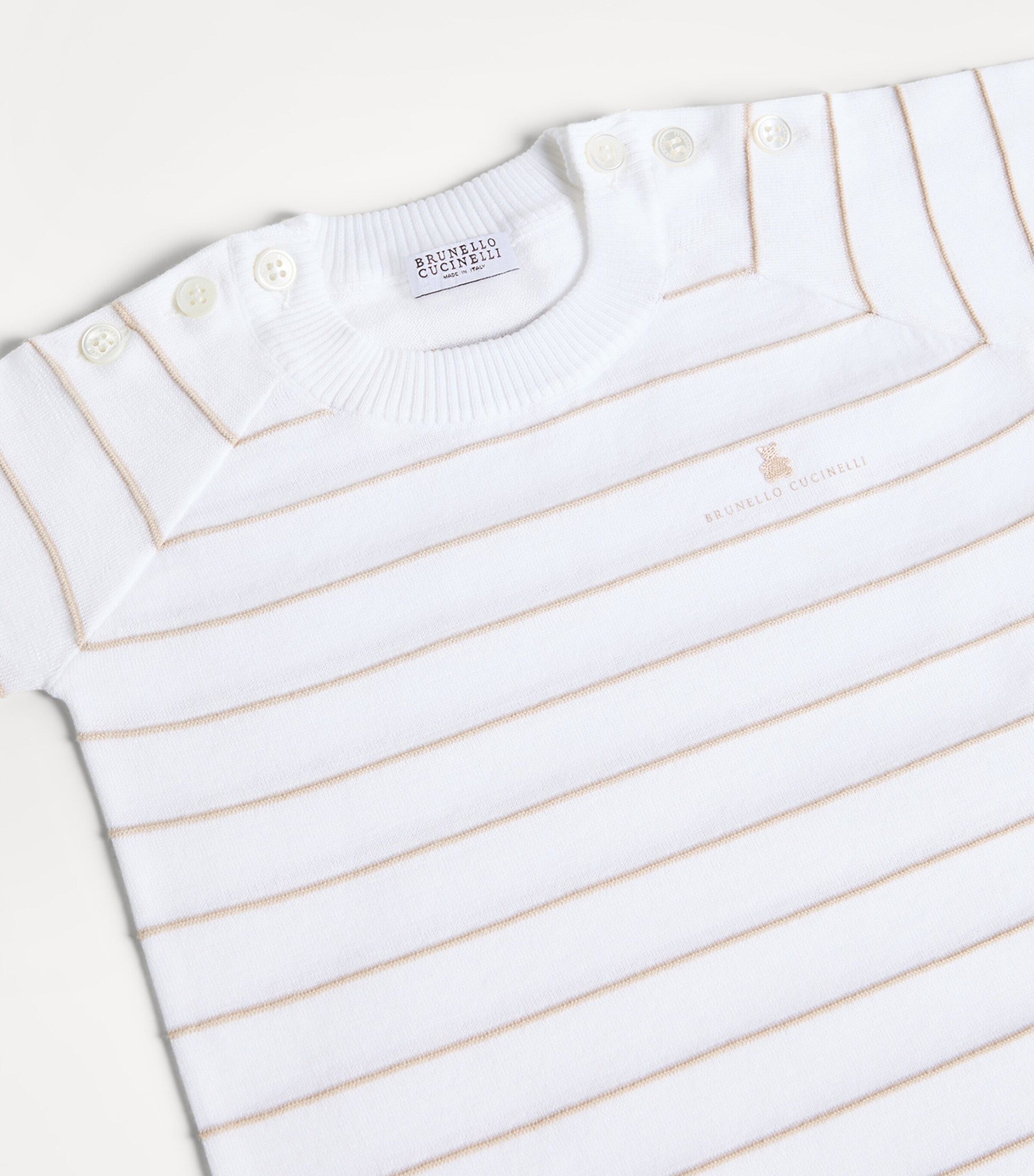 Brunello Cucinelli Kids Cotton Stripe Playsuit (3-24 Months) Image 4