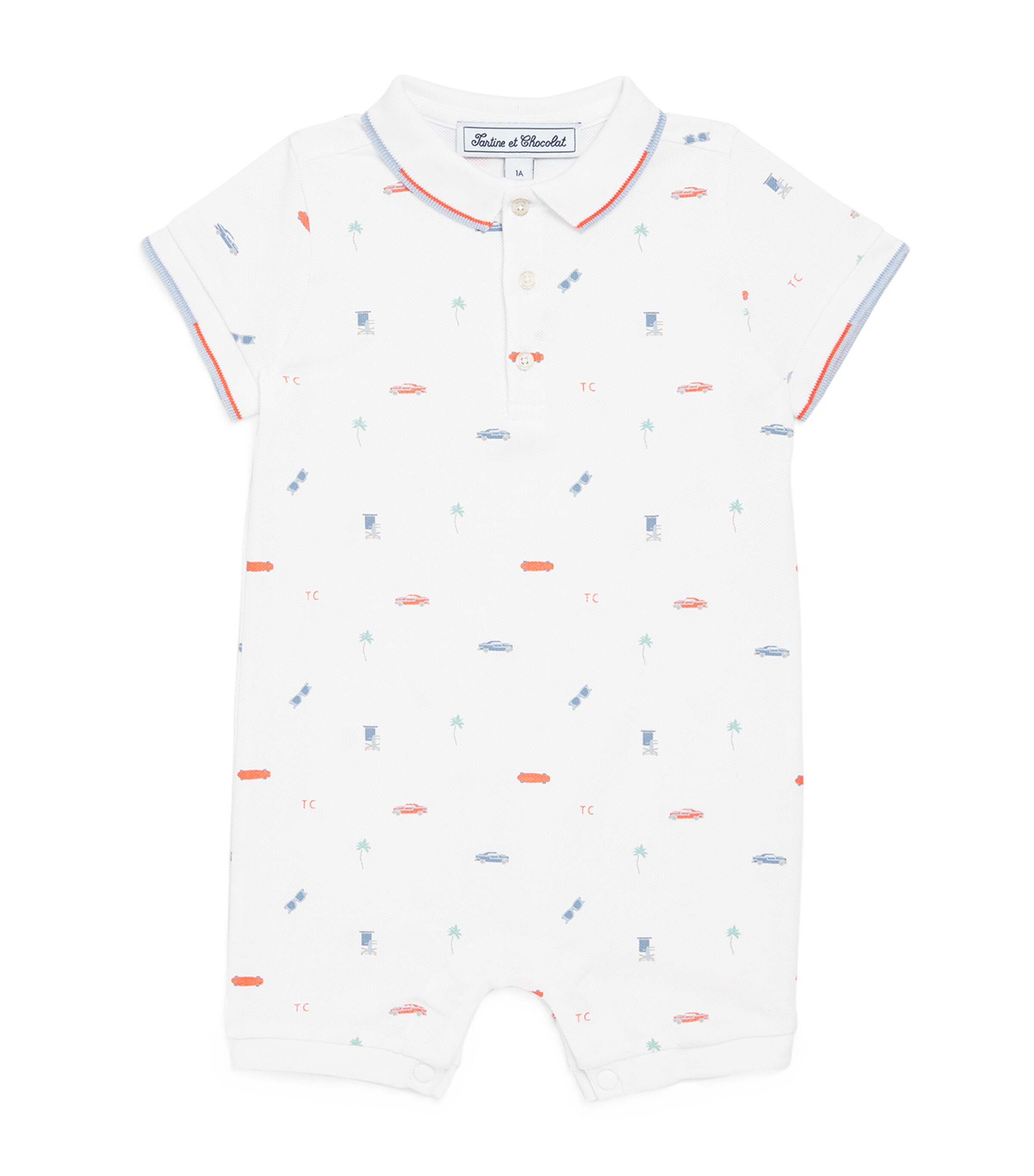 Tartine et Chocolat Cotton Playsuit (3-12 Months) Spicy Orange Image 1