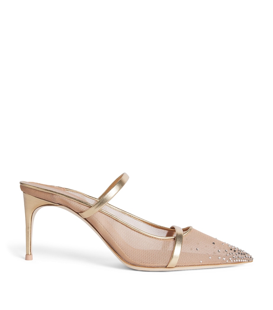 Malone Souliers Embellished Mesh Aurora Heeled Mules 70 Beige Image 1