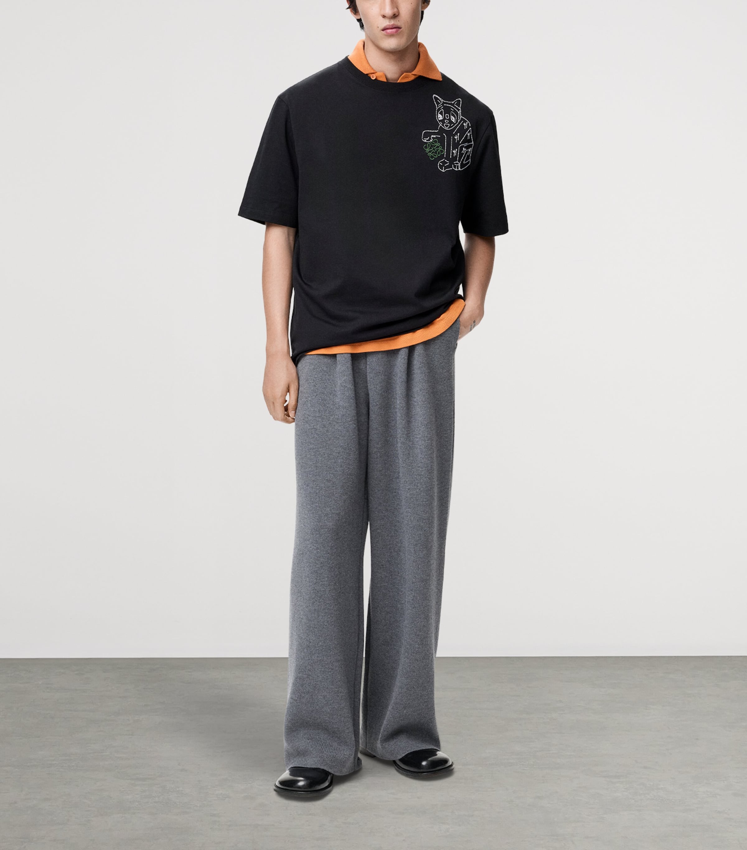 x Louis Wain Cotton-Blend Anagram Cat Loose T-shirt BLACK Image 2