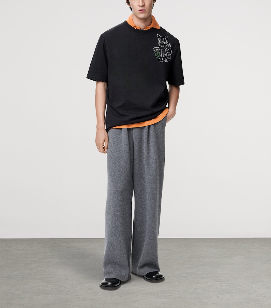 x Louis Wain Cotton-Blend Anagram Cat Loose T-shirt BLACK Image 2
