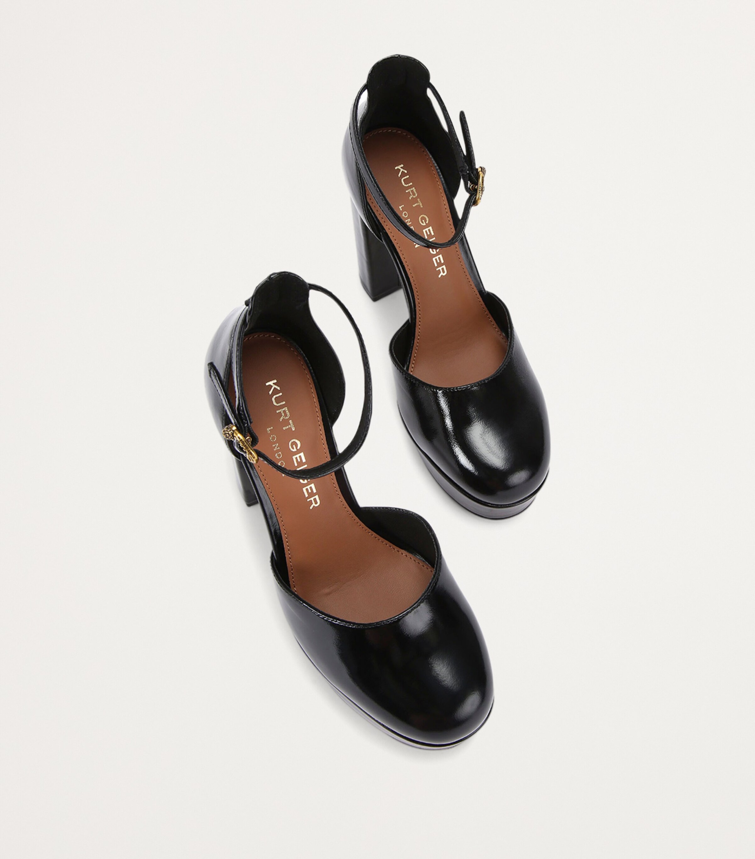 Kurt Geiger London Leather Shoreditch Platform Heels Black Image 3