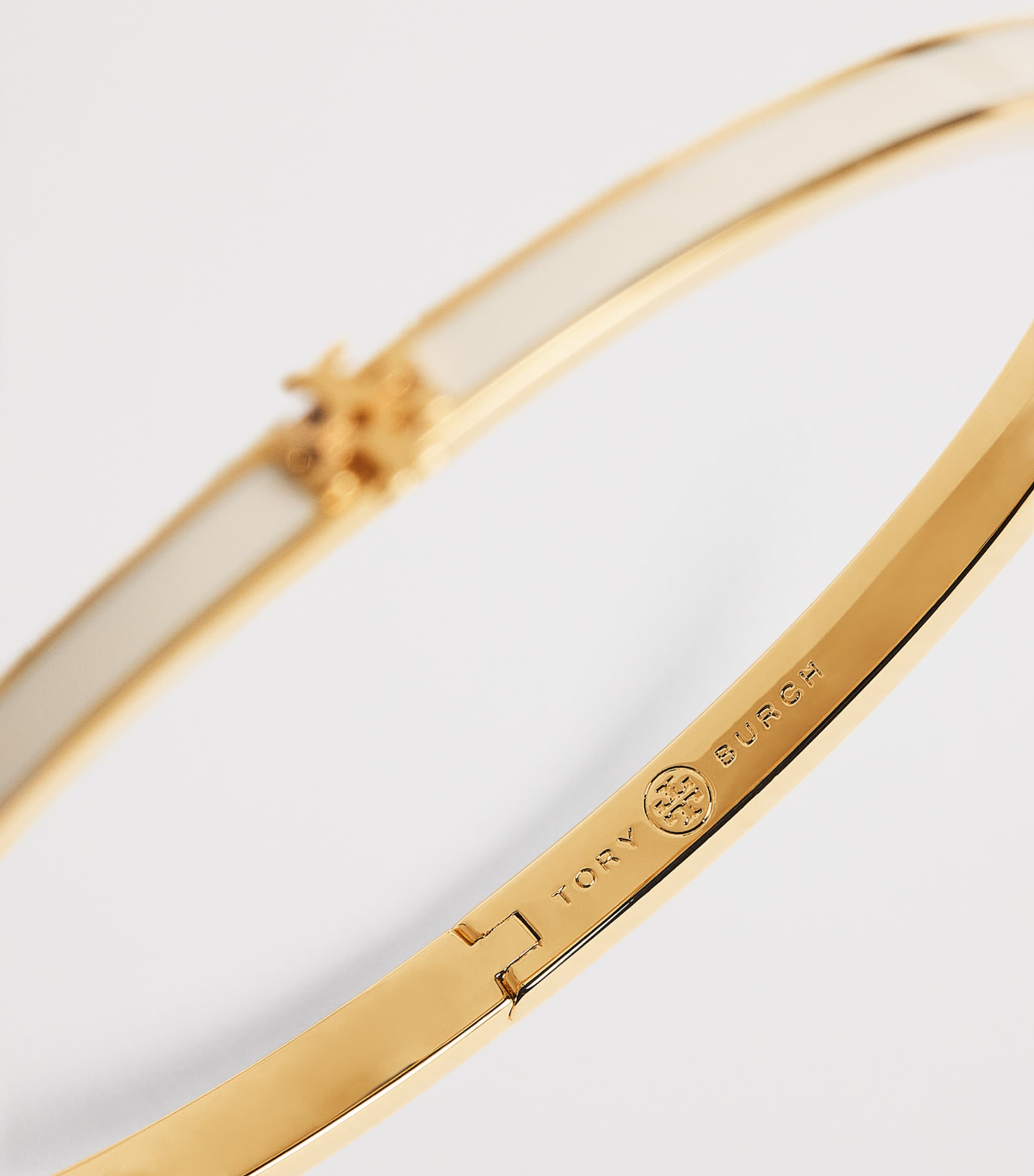 Tory Burch Gold-Plated Enamel Thin Icon Bangle Tory Gld/nw Ivry Image 4