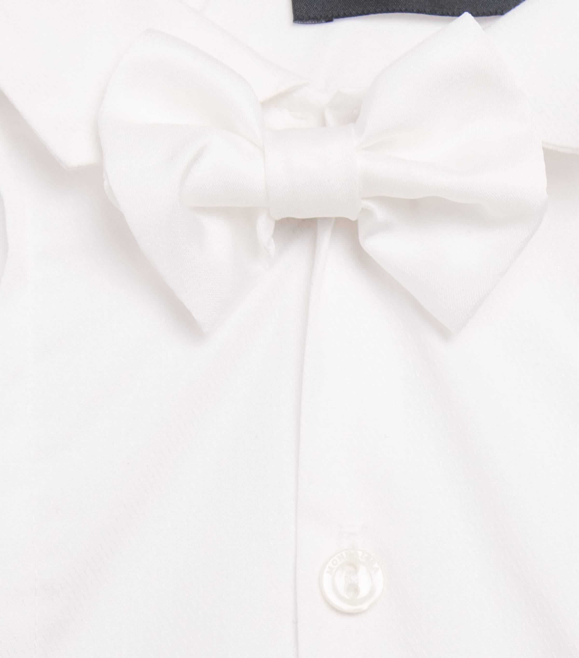 Monnalisa Cotton Bow Tie Playsuit (1-9 Months) Ecrù +cream Image 4