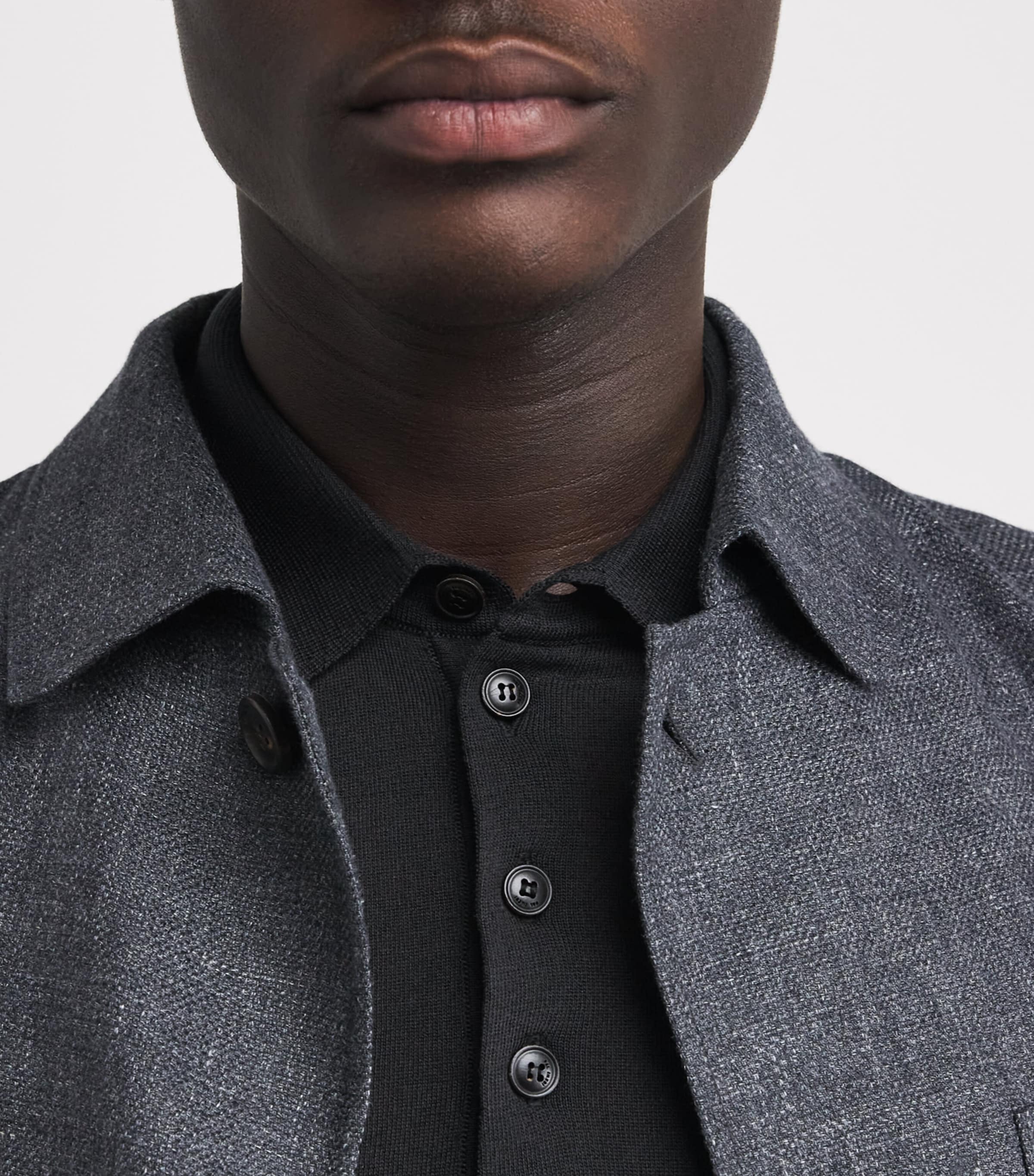 Pal Zileri Mens Silk-Cotton Polo Shirt Black Image 3